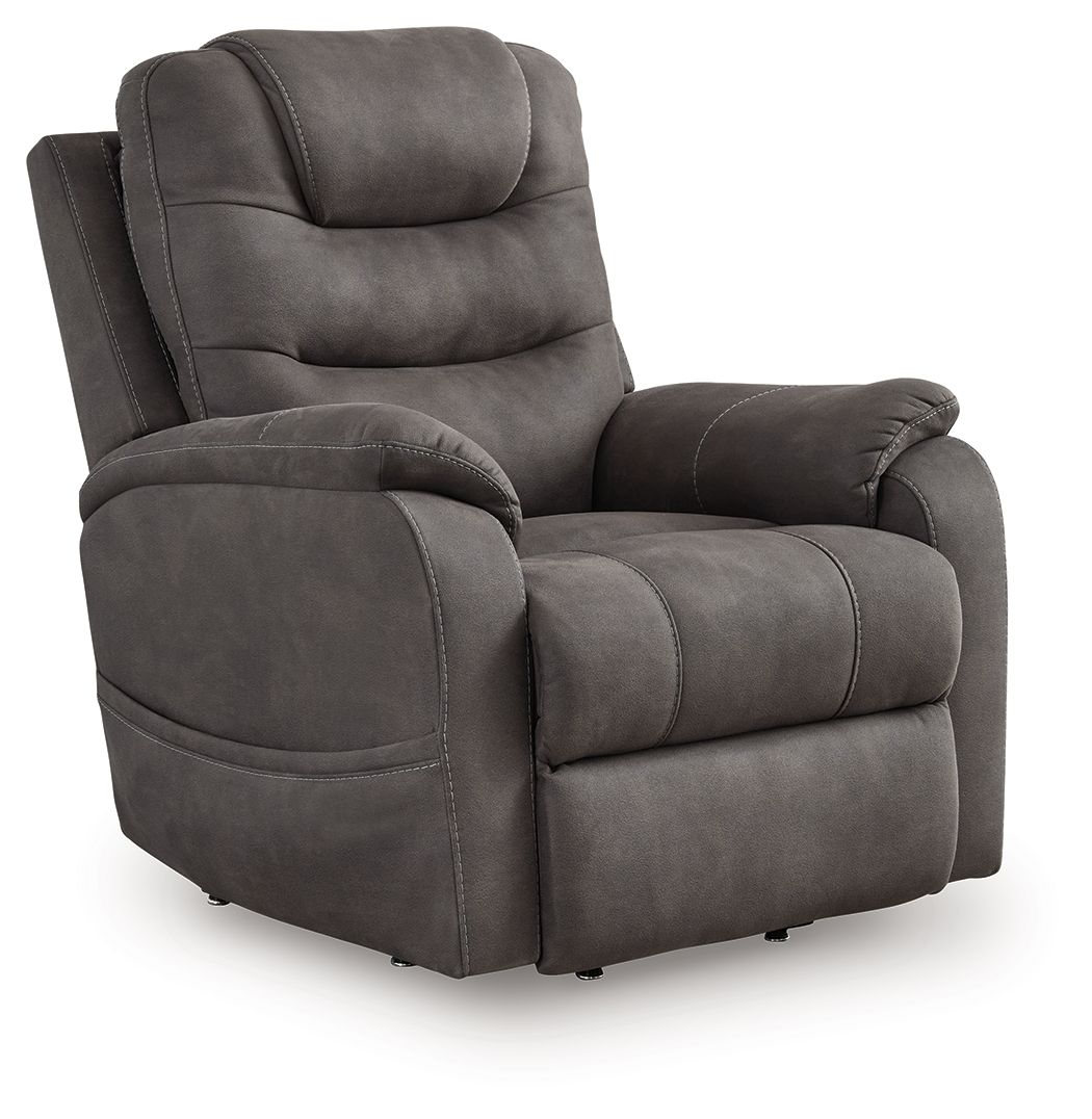 Signature Design by Ashley® Snowfield - Gunmetal - Power Lift Recliner | Meri Furniture