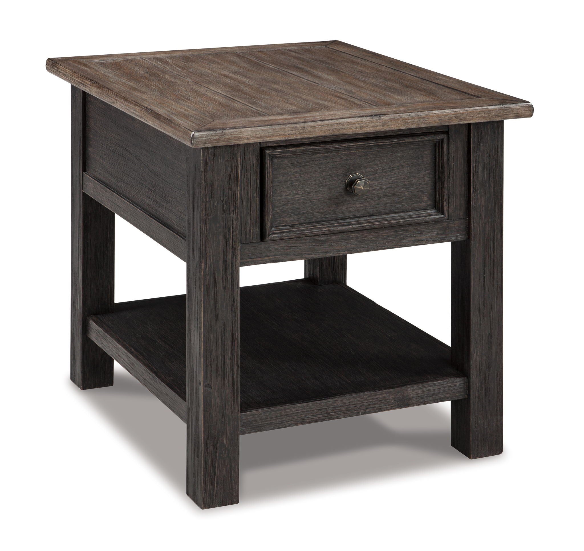 Tyler Creek - Rectangular End Table - Grayish Brown / Black
