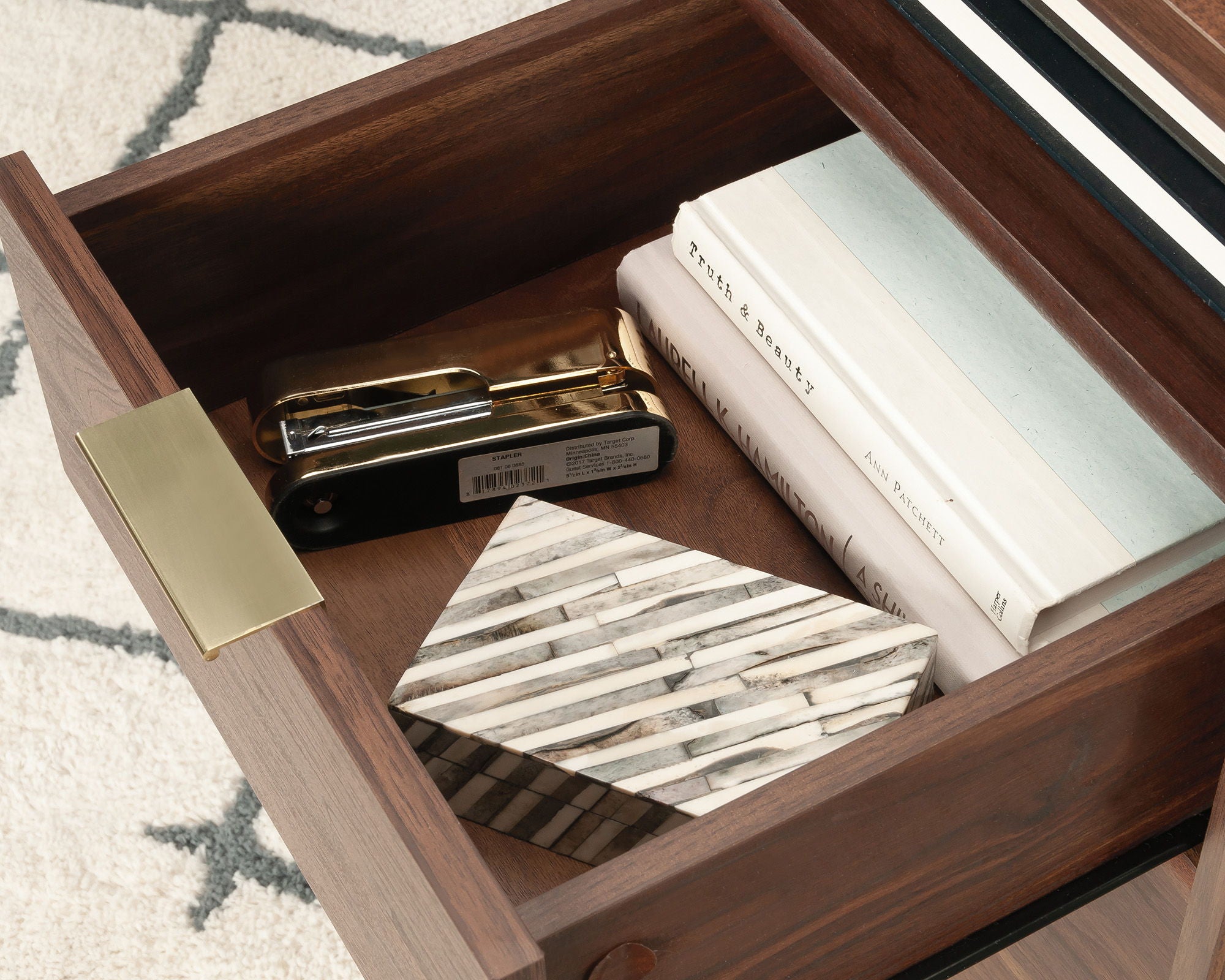 Executive Pedestal Desk in Grand Walnut