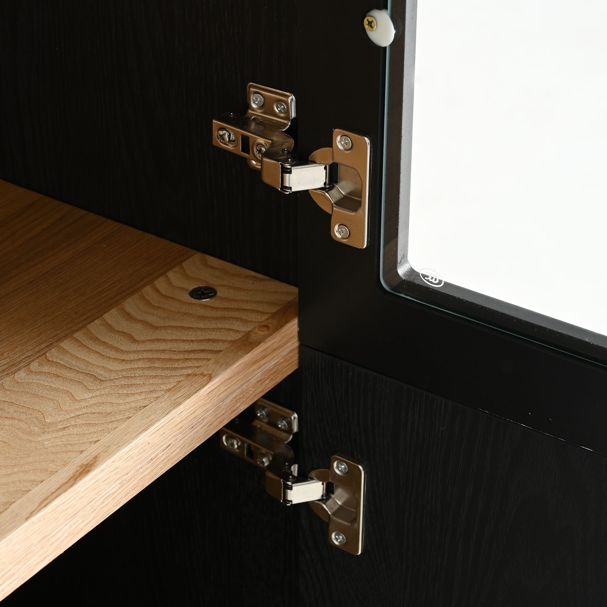 Mid Century Modern Style Tall Display Cabinet With Glass Doors For Collectibles - Black