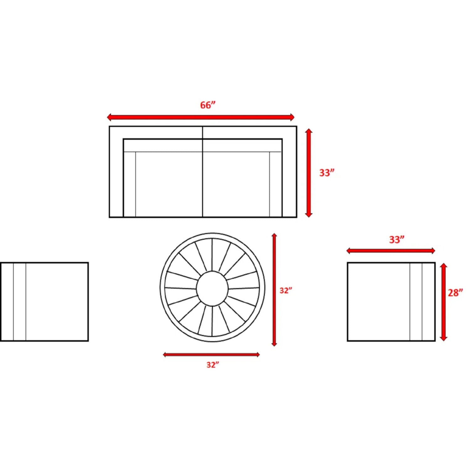 Wicker Outdoor Lounge Set With Cushions And Fire Pit