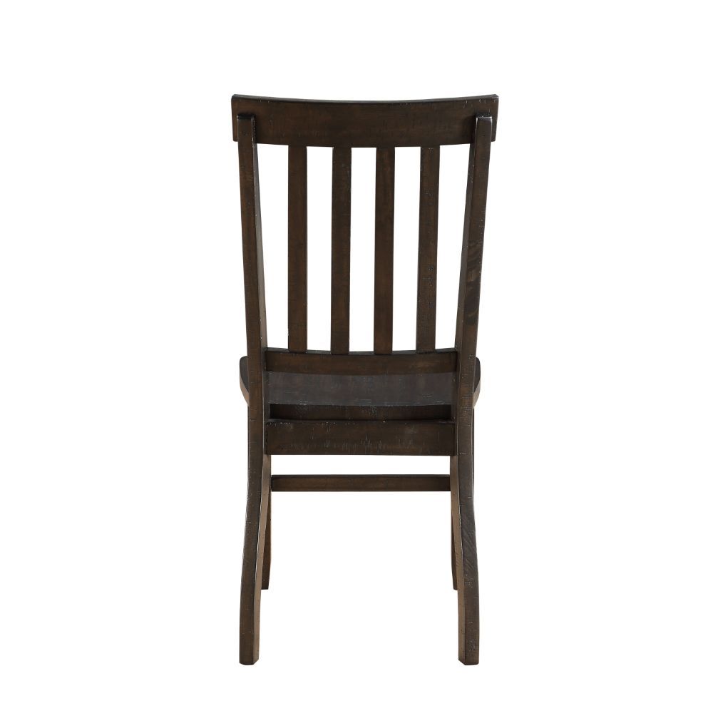 ACME Maisha - Side Chair (Set of 2) - Rustic Walnut | Meri Furniture