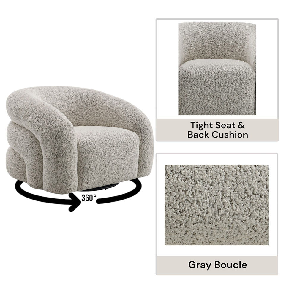 Irma - Chair With Swivel - Gray Boucle
