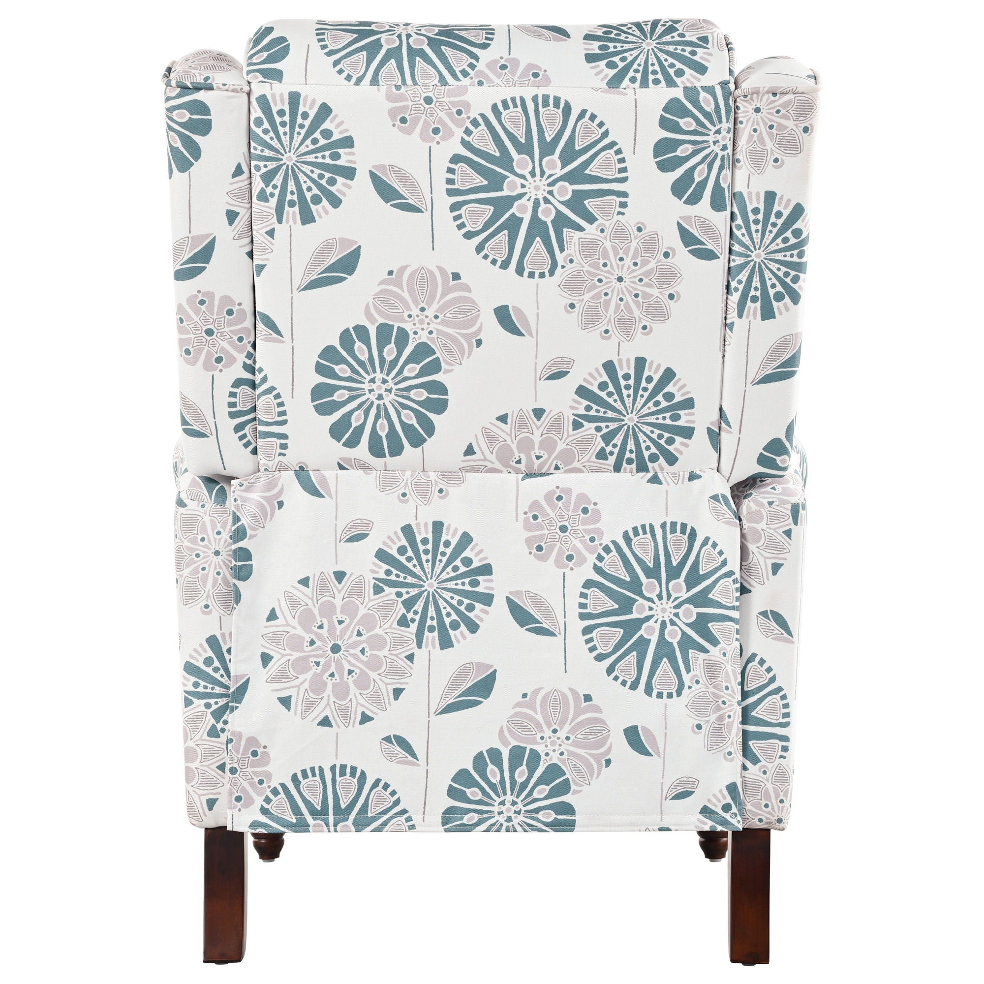 Push Back Recliner Chair Upholstered Recliner Armchair With Classic Wing Back And Solid Gourd-Shaped Legs