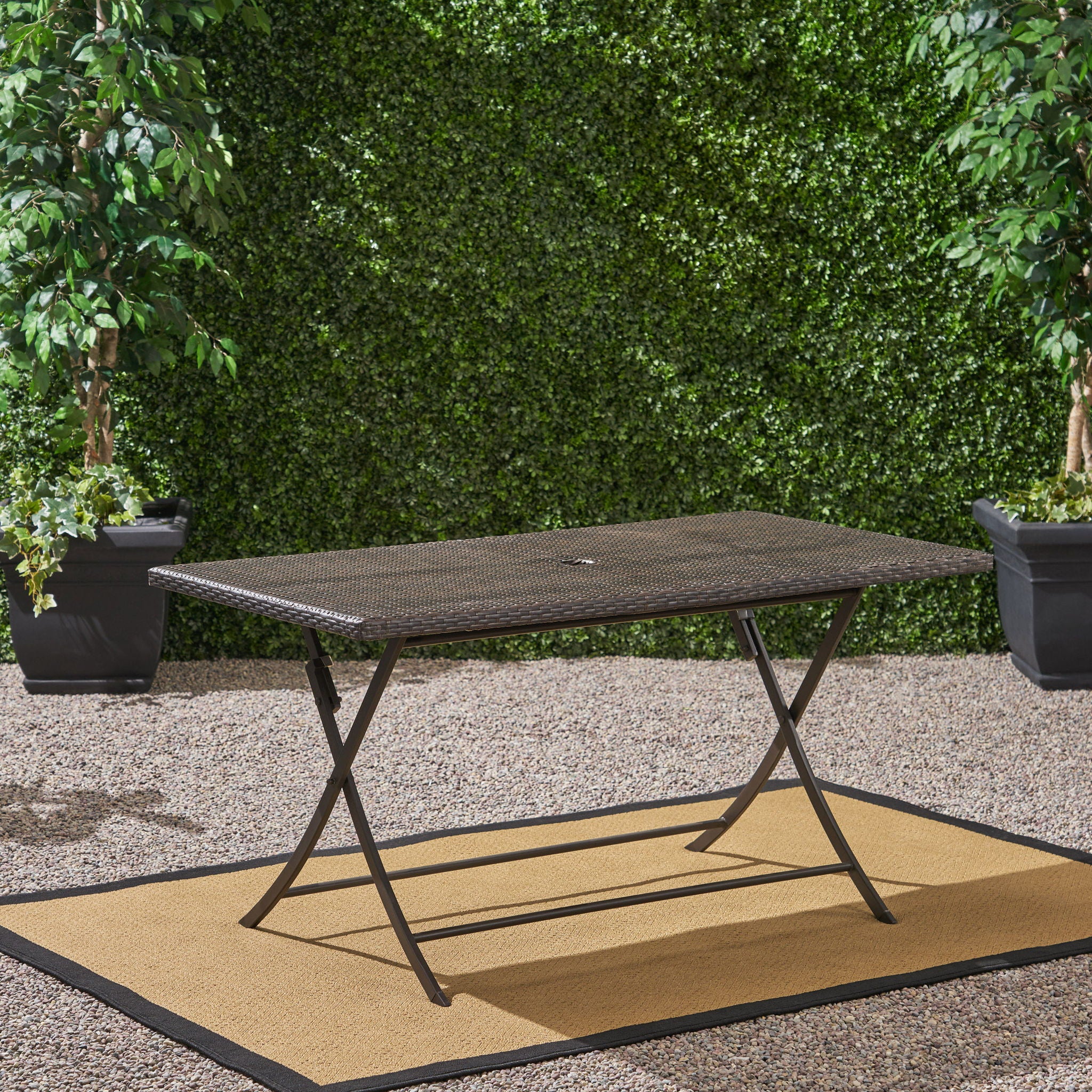 Saffron - Outdoor Rectangle Folding Dining Table - Brown Multi