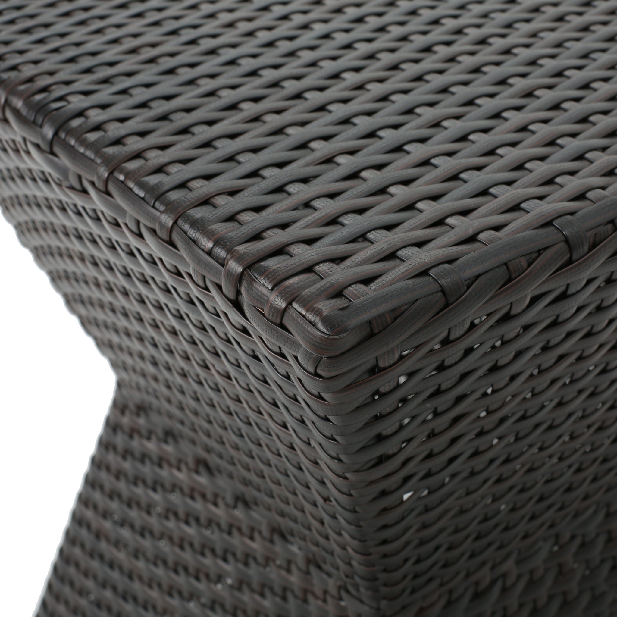 Outdoor Wicker End Table - Brown Multi