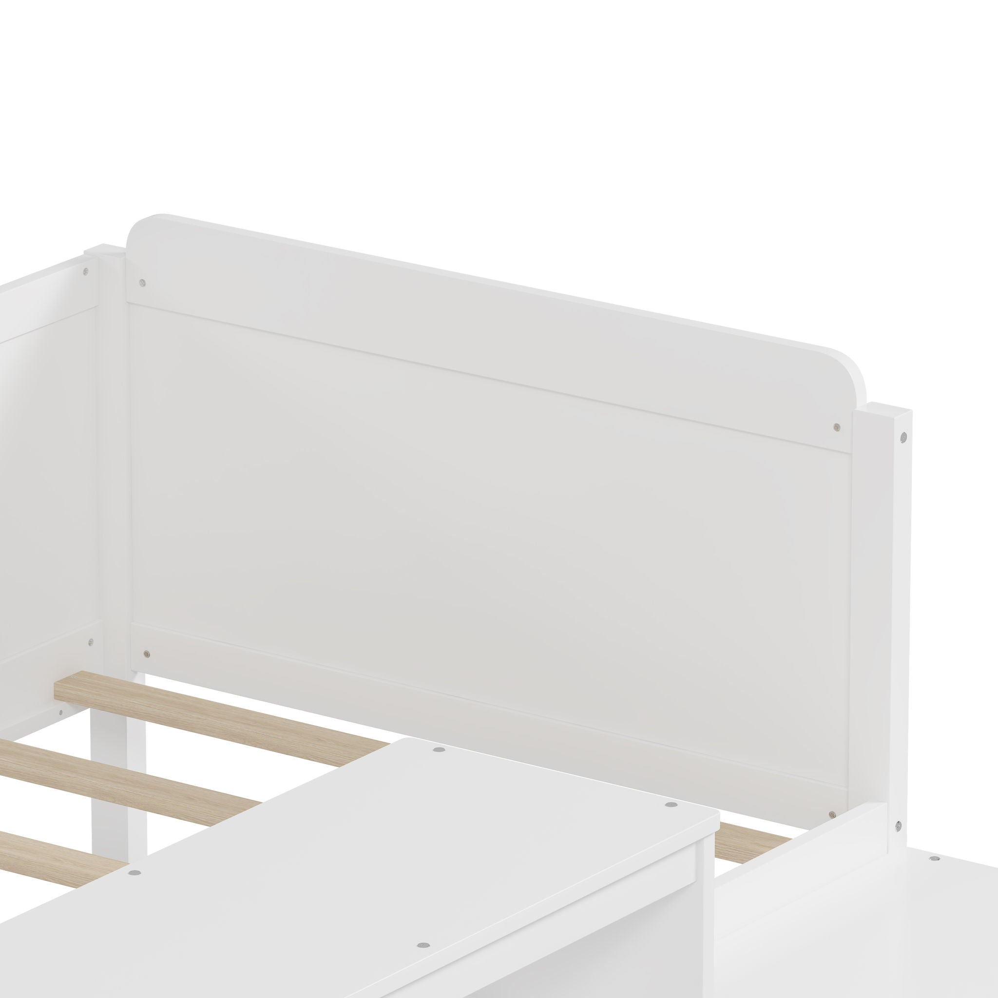 Daybed With Storage Shelves And Lockers, Multi Functional Bed With Study Desk And Matching Stool