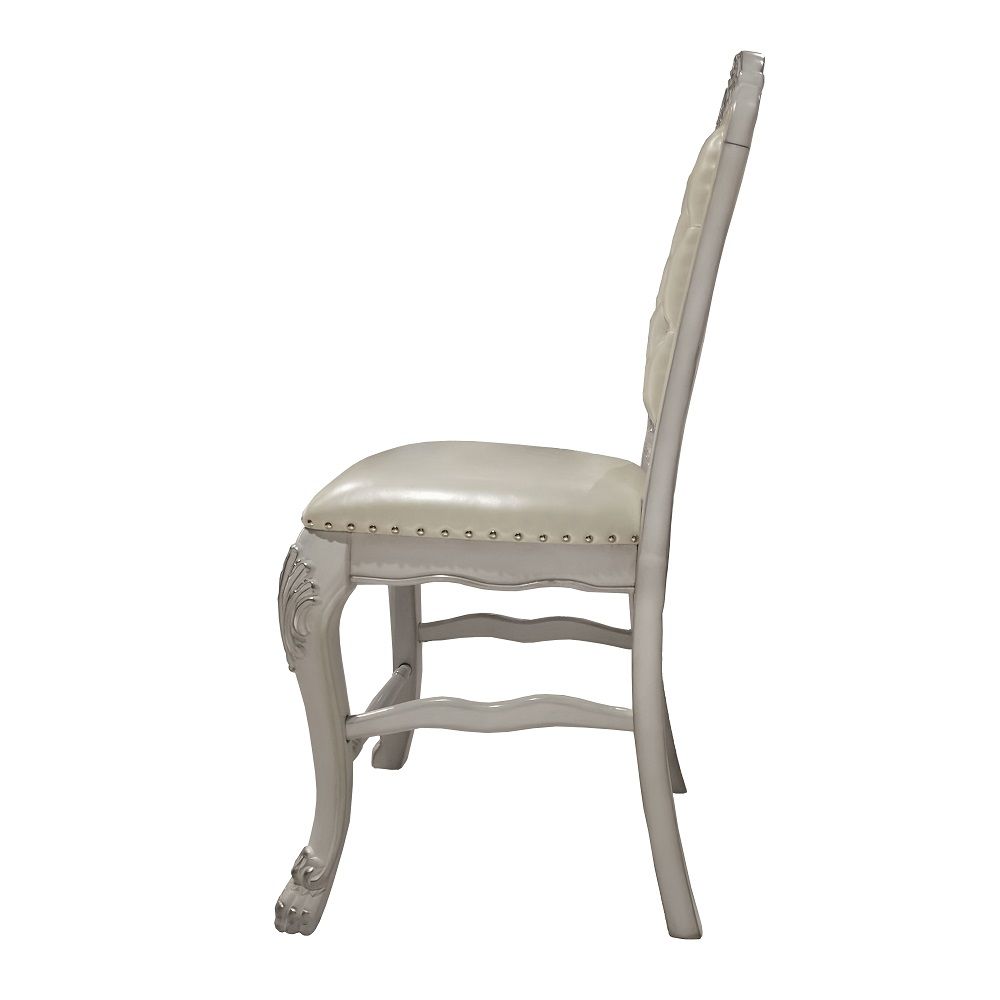 ACME Dresden - Counter Height Chair (Set of 2) - PU & Bone White Finish | Meri Furniture