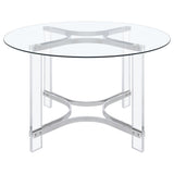 Keeling - Round Glass Top Acrylic Dining Table - Chrome