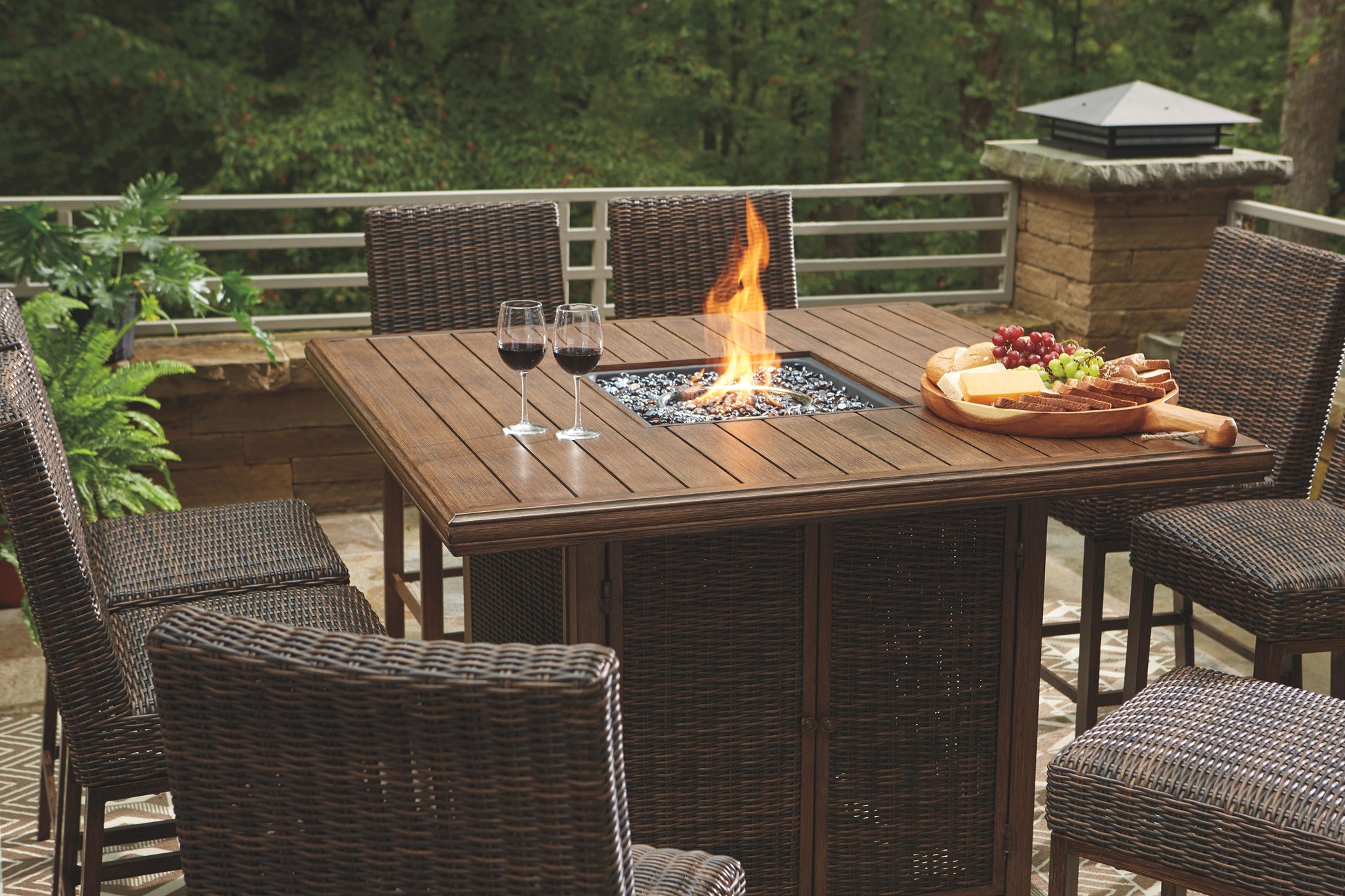 Signature Design by Ashley® Paradise Trail - Outdoor Fire Pit Table Set | Meri Furniture