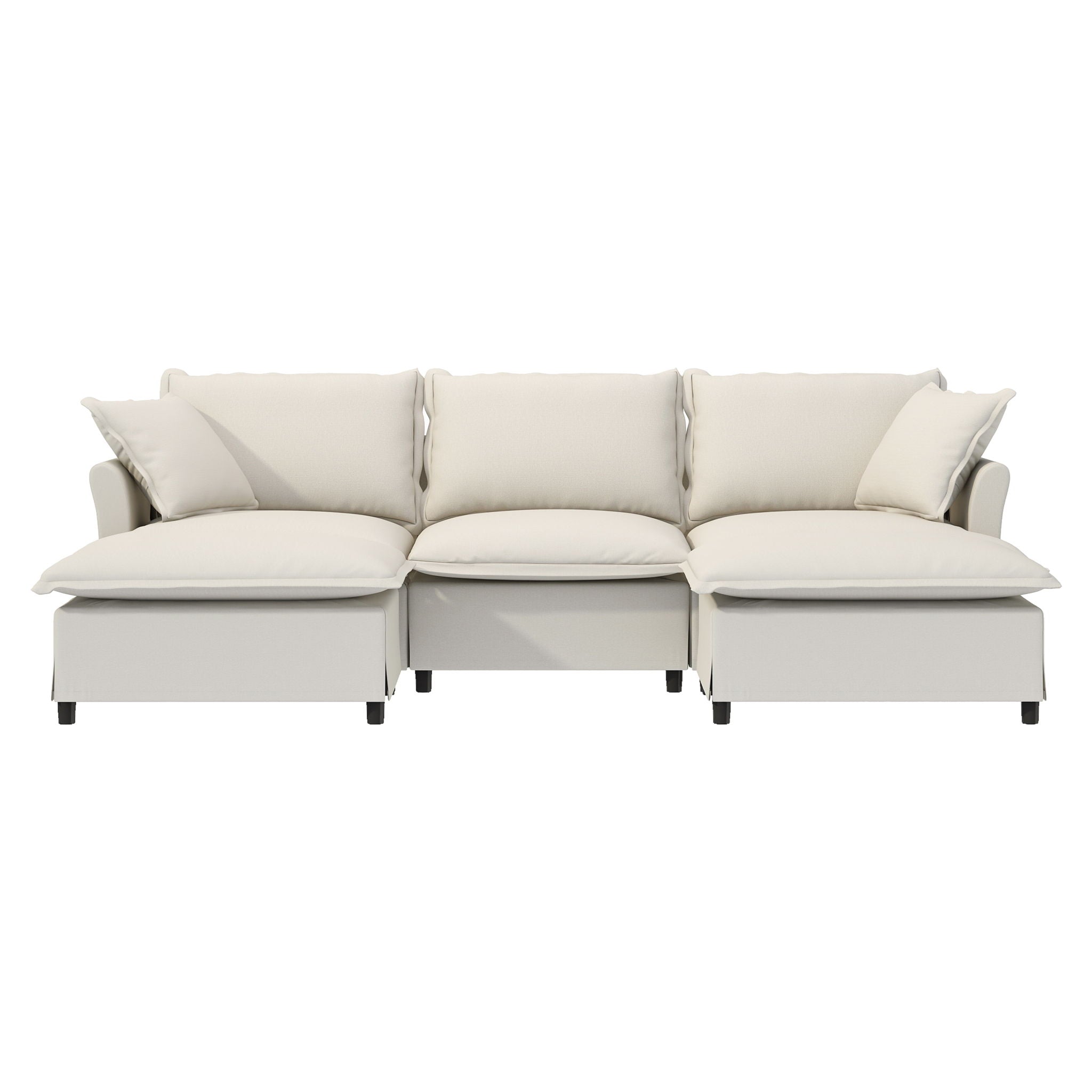 Sectional Sofa With Ottoman Cloud Couch Set With Throw Pillows, Free Combination