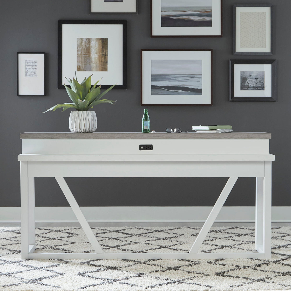 Liberty Furniture Palmetto Heights - Console Bar Table - White | Meri Furniture
