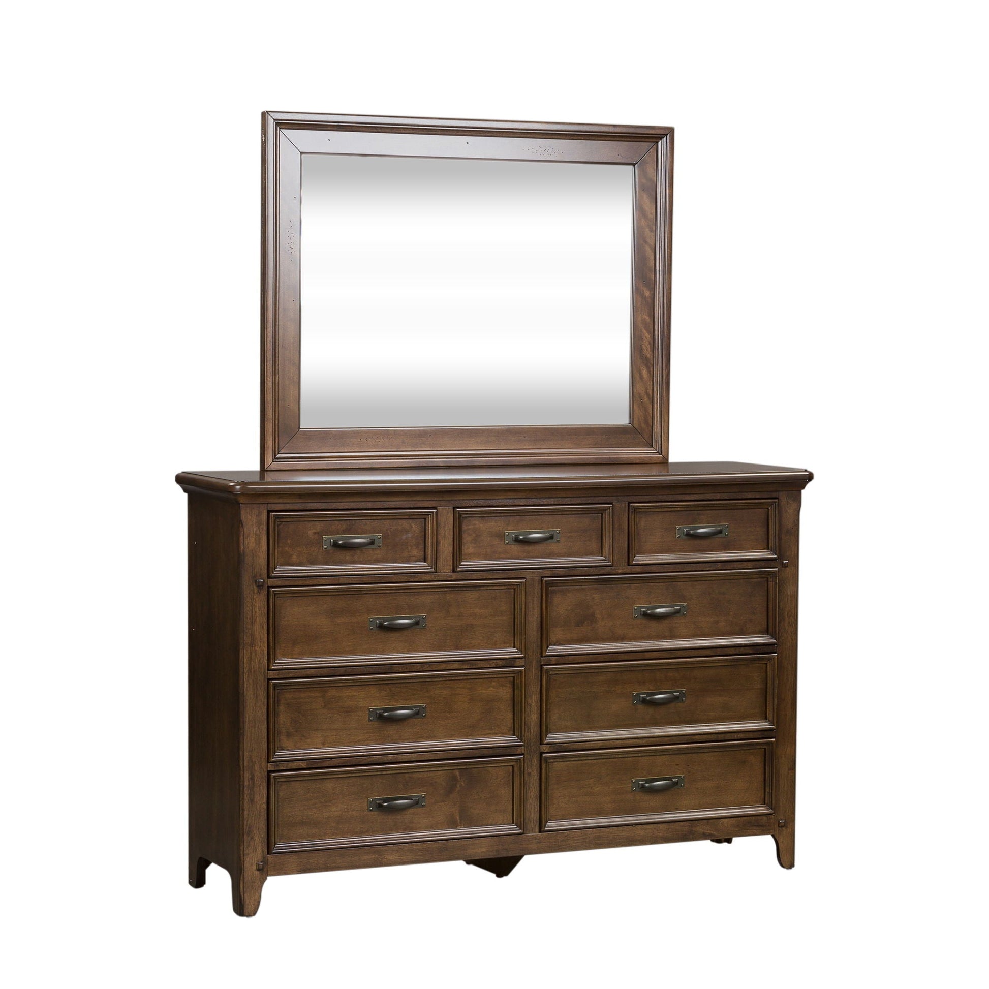 Liberty Furniture Saddlebrook - Dresser & Mirror - Dark Brown | Meri Furniture