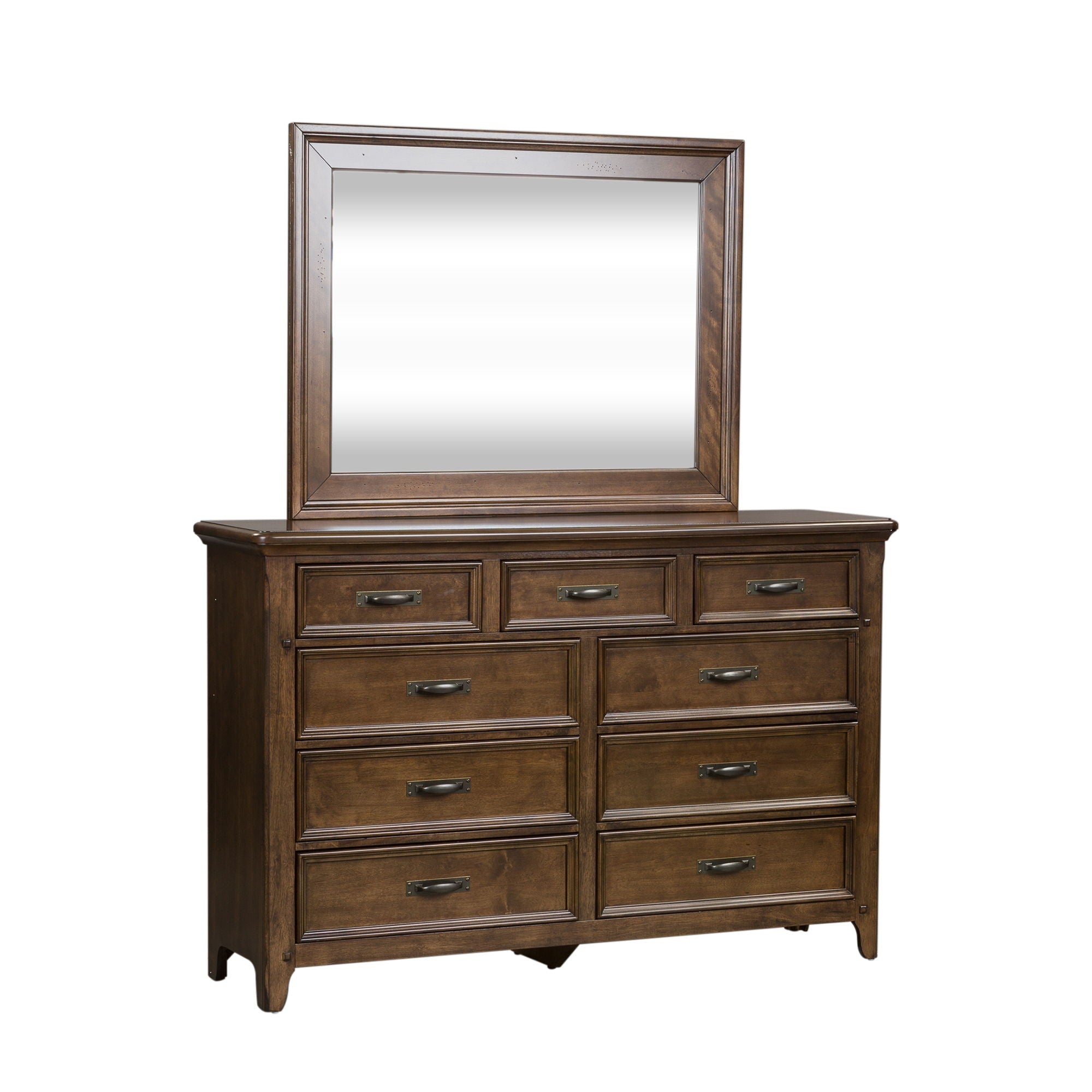 Liberty Furniture Saddlebrook - Dresser & Mirror - Dark Brown | Meri Furniture