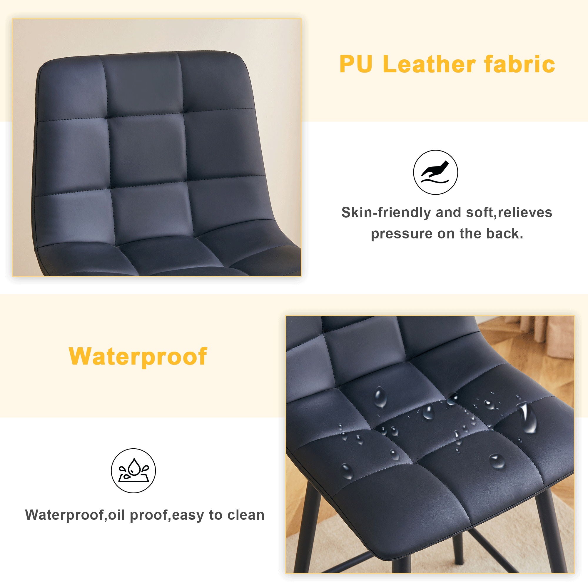 Bar Chair Set Comfortable With Metal Legs And Ergonomic Design