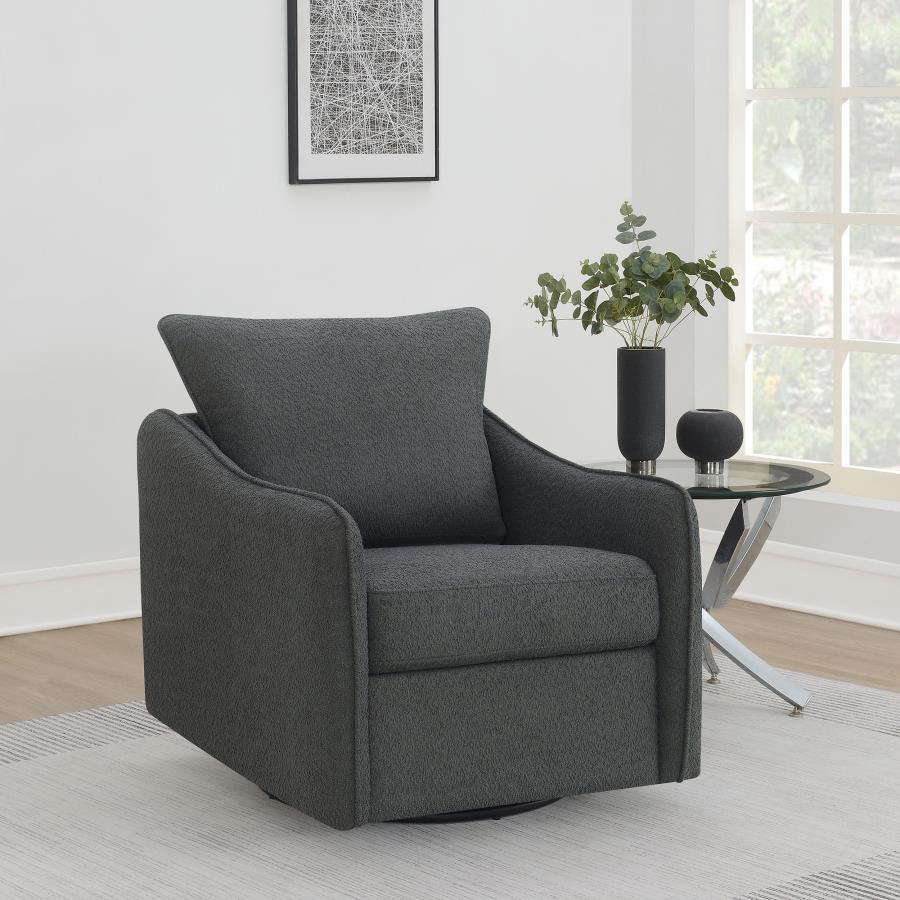 Coaster Fine Furniture Madia - Upholstered Sloped Arm Swivel Glider Chair - Charcoal | Meri Furniture