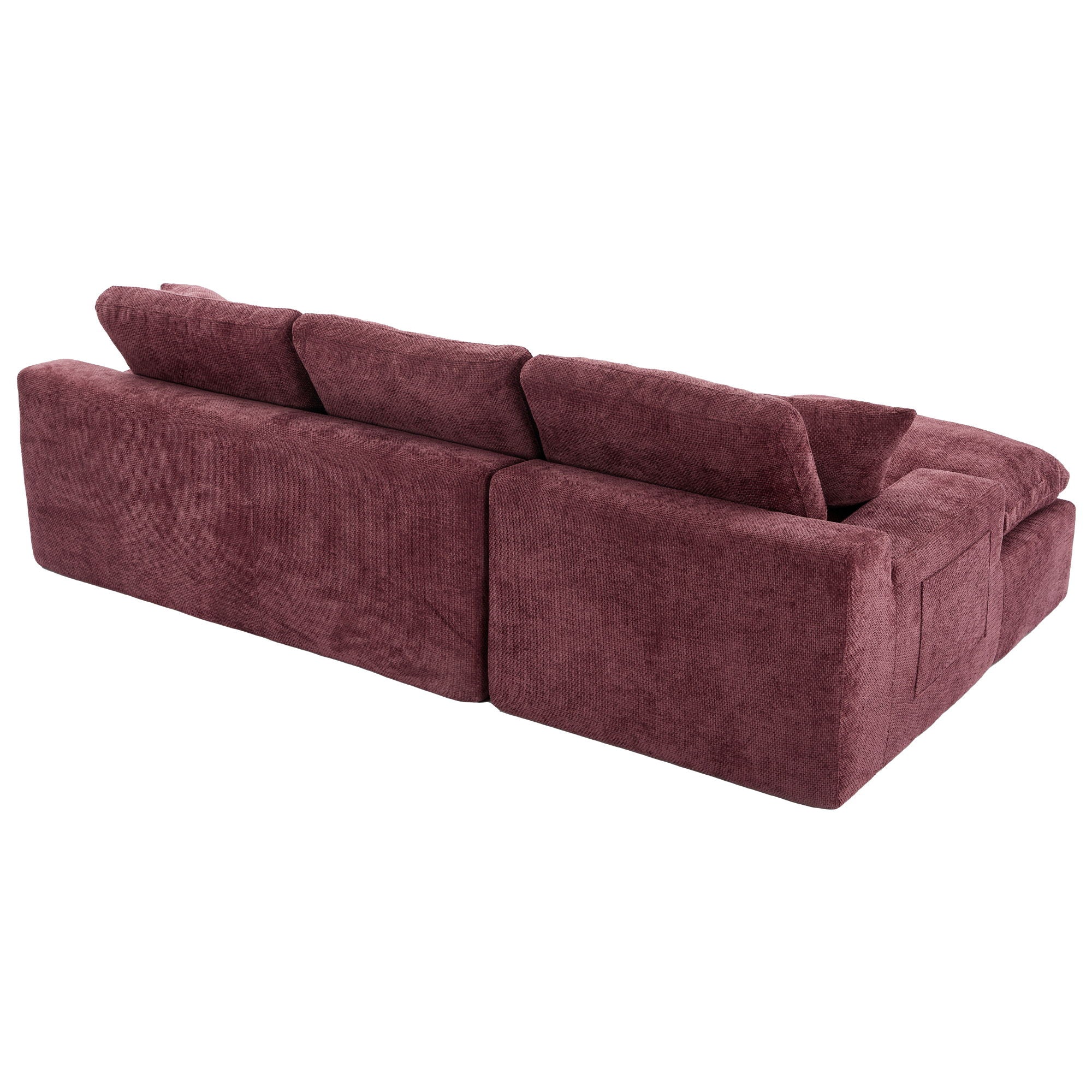 Cloud Sectional Sofa With Double Layer Cushion And Side Pockets, Free-Combined