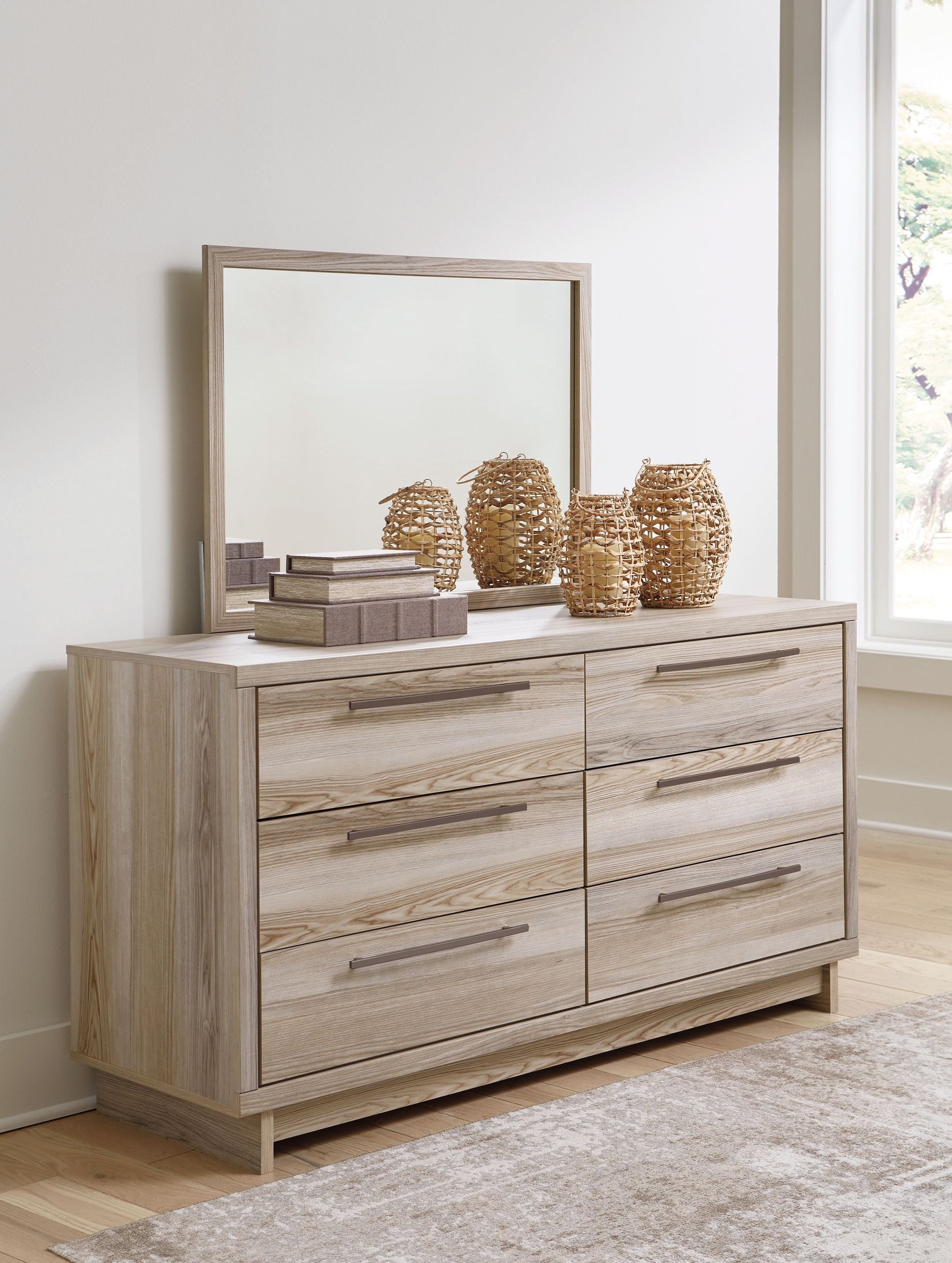 Signature Design by Ashley® Hasbrick - Tan - Dresser And Mirror | Meri Furniture