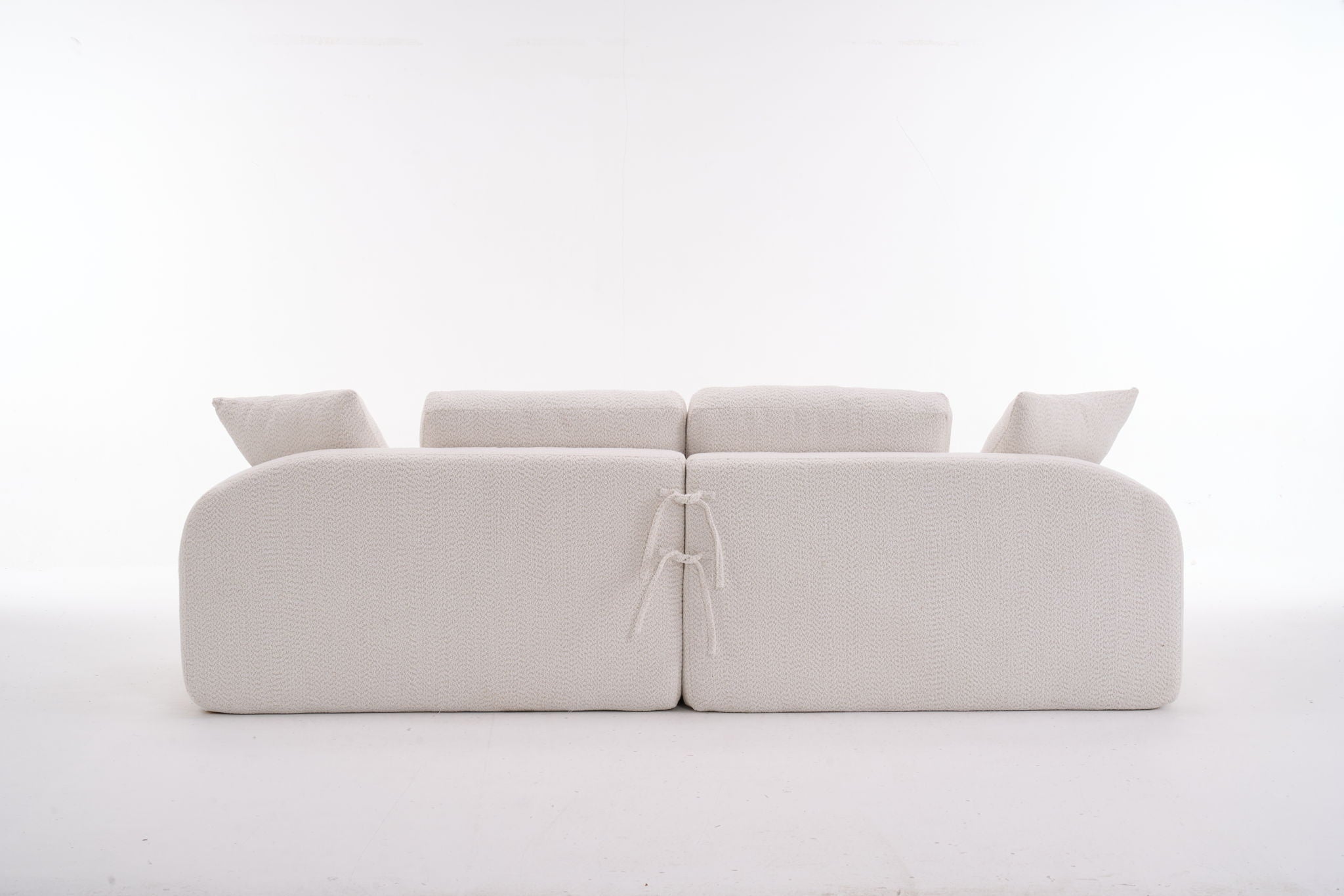 Compression Sofa: 4 Seater Combined Sofa, Crochet Yarn Fabric, Full Sponge Compression Sofa, Combined Sofa With 4 Pillows For Home Living / Home Furniture / Apartment - Beige