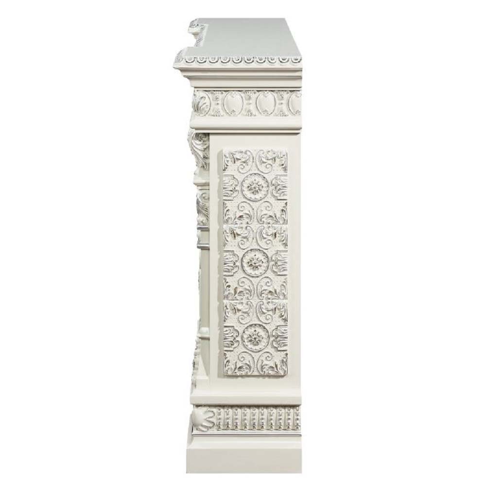 ACME Zabrina - Fireplace - Antique White Finish | Meri Furniture