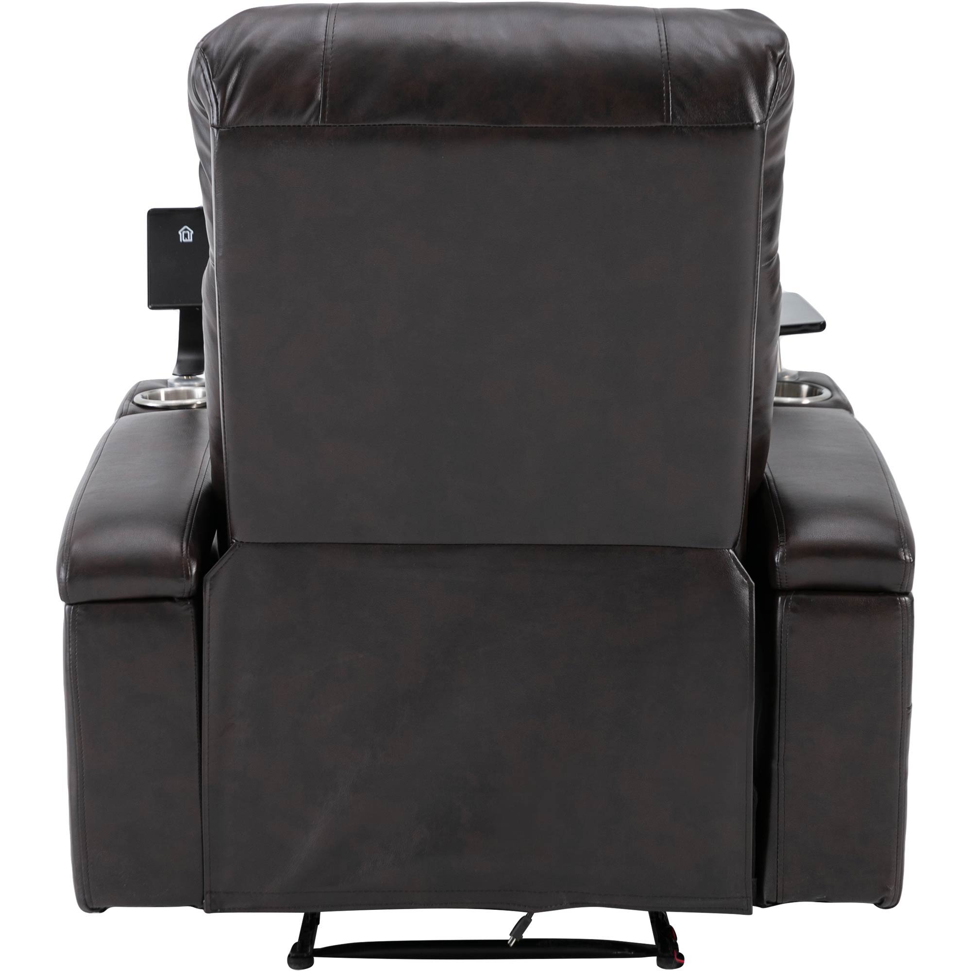 Power Recliner With Storage Arms, Cupholders, Swivel Tray Table And Cell Phone Stand - Brown