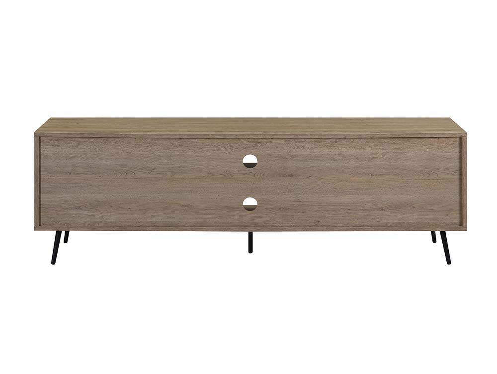 ACME Wafiya - TV Stand - Rustic Oak, White & Black Finish | Meri Furniture