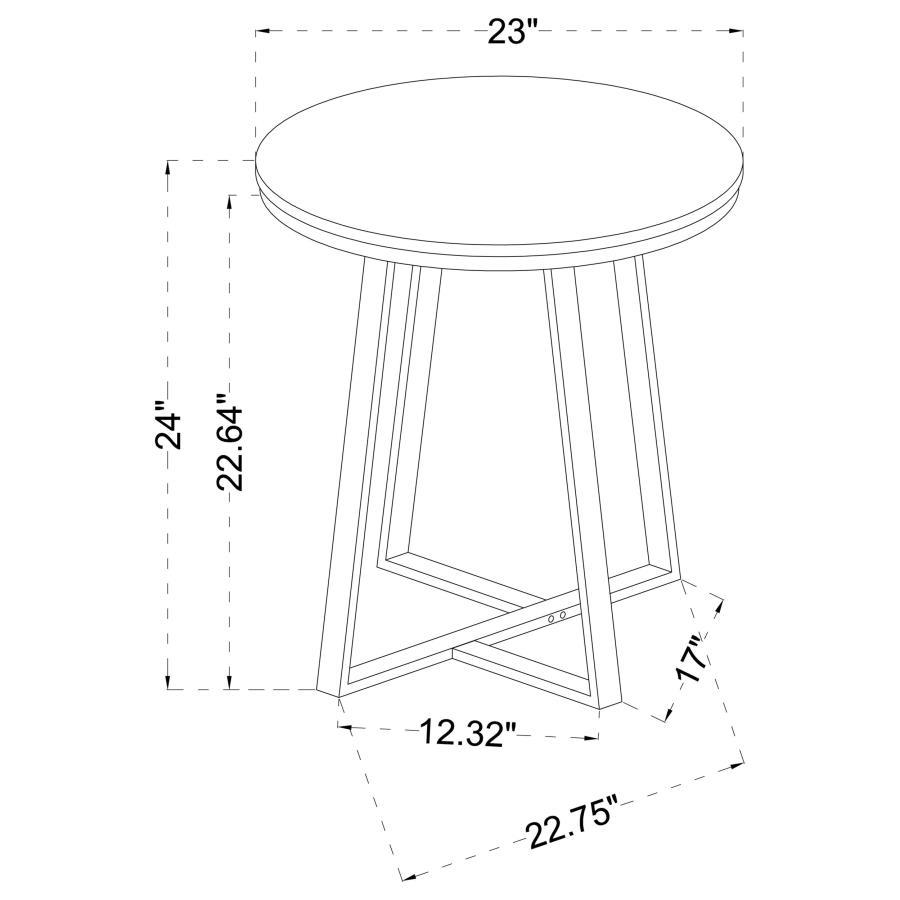 Coaster Fine Furniture Hugo - Round Faux Marble End Table - White And Matte Black | Meri Furniture