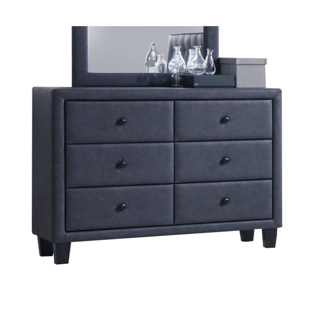 ACME Saveria - Dresser - 2-Tone Gray PU | Meri Furniture