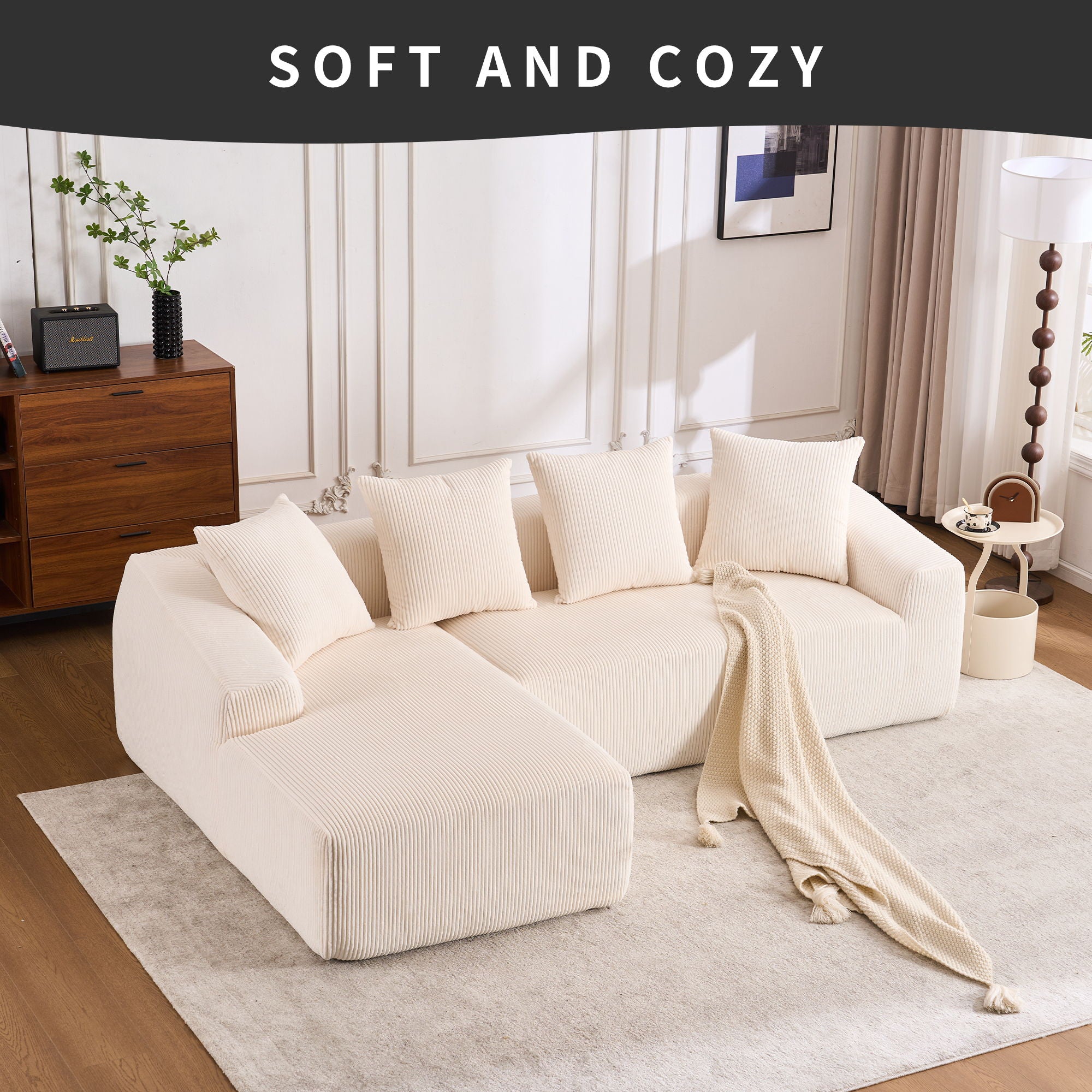 Combined 3 Seater Sofa With 4 Pillows