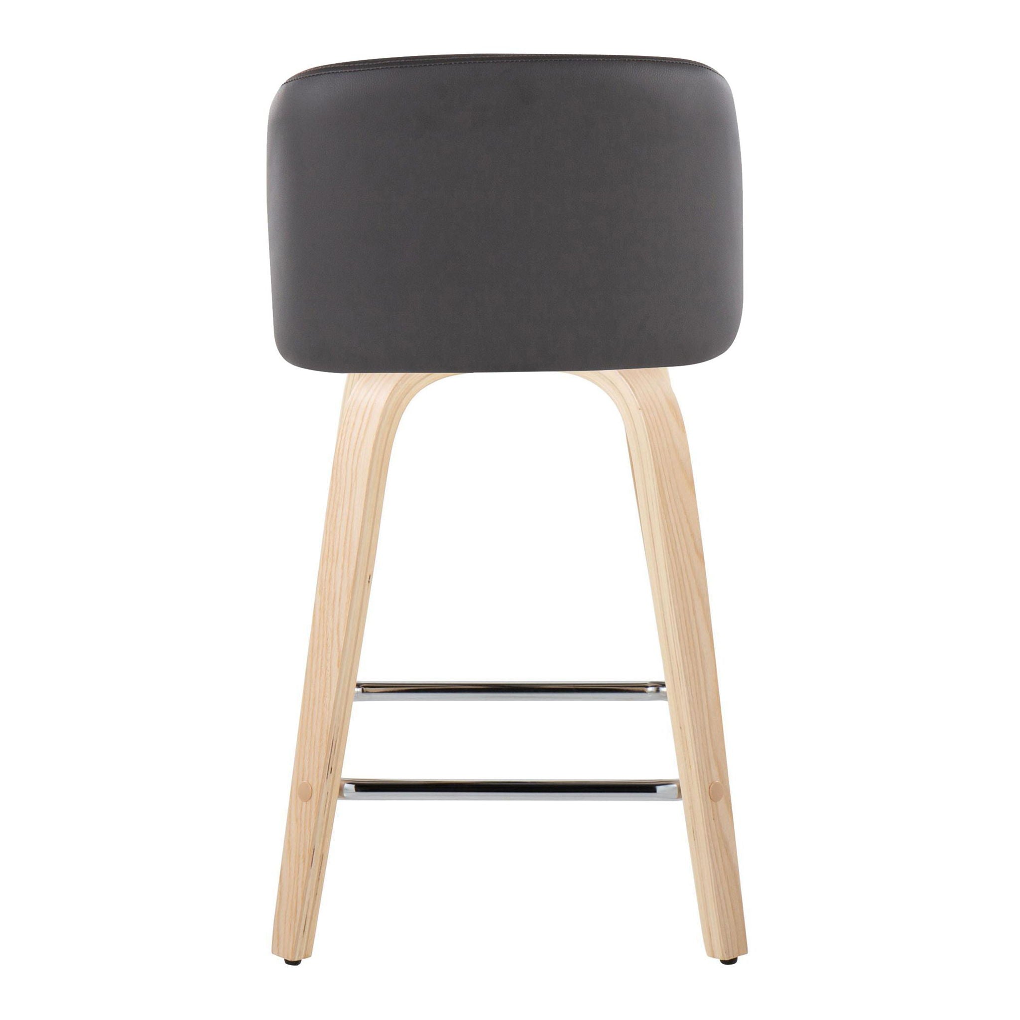 Toriano - Contemporary Fixed Height Counter Stool With Swivel With Square Footrest (Set of 2)