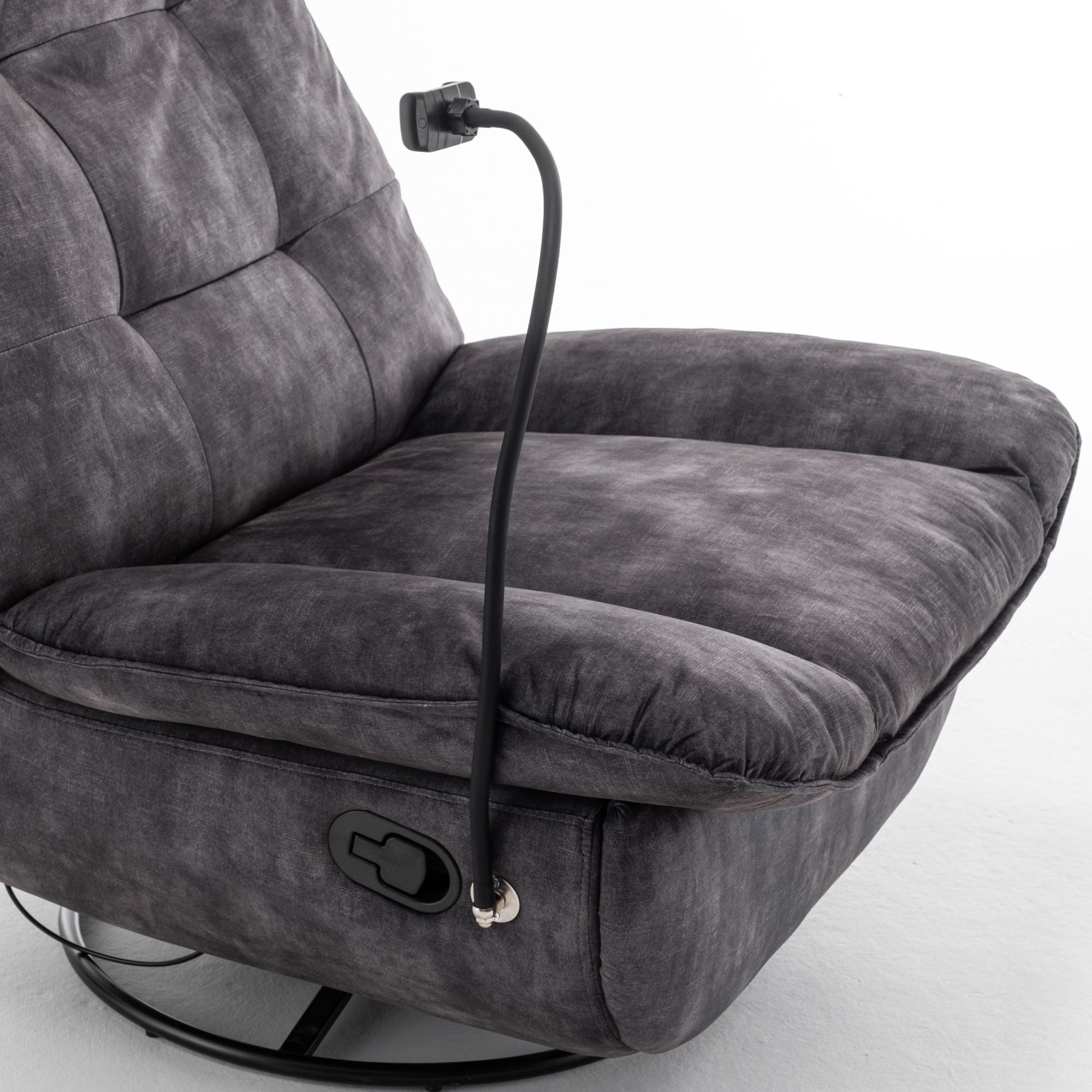 Modern Swivel Gliding Recliner Chair With Rocking Function And Phone Holder, Large Comfortable