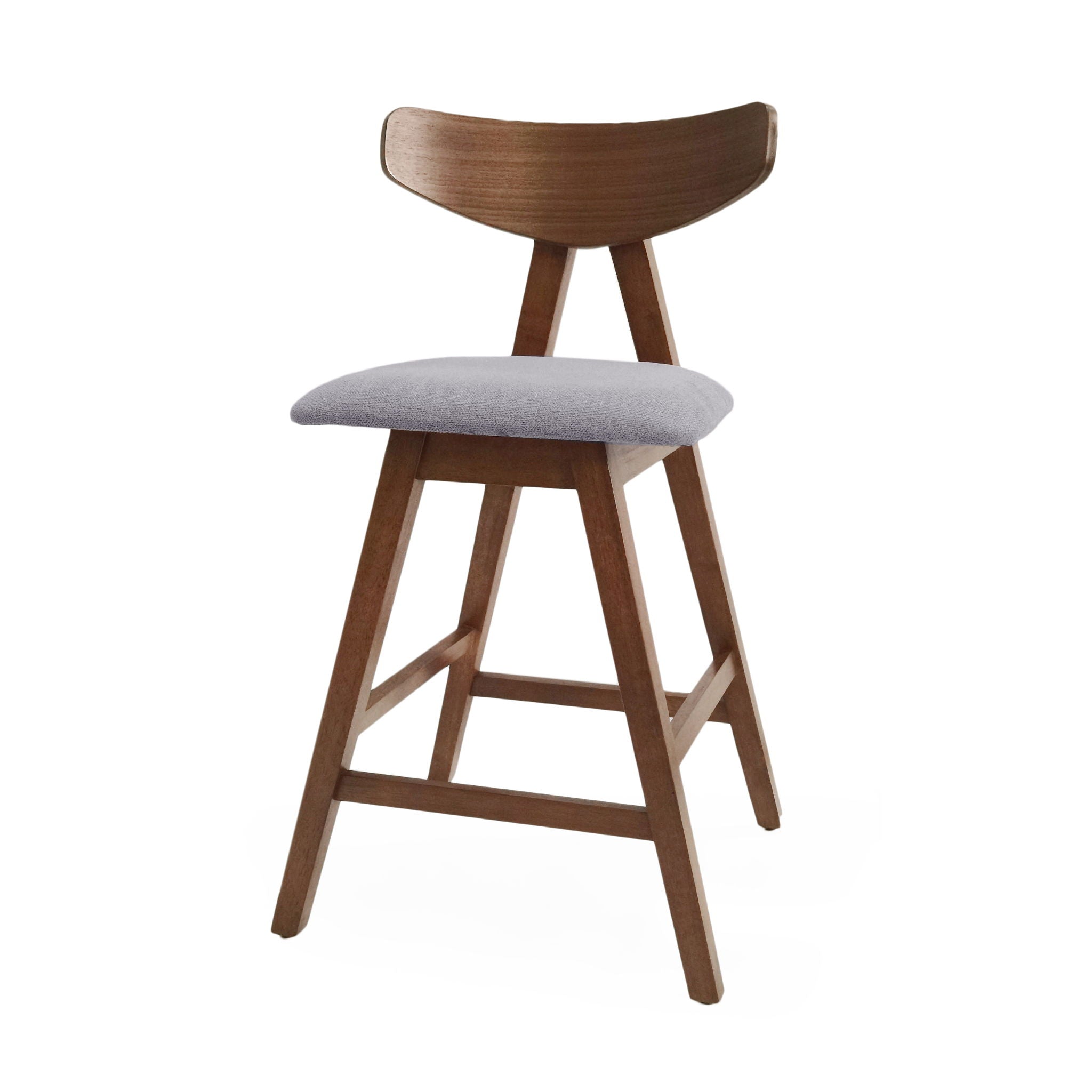 Mid Century Modern Counter Stool With V Shape Frame And Upholstered Seating
