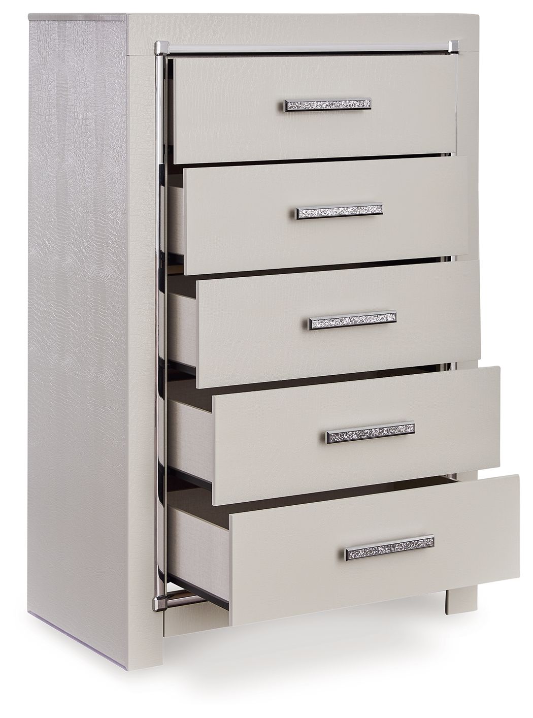 Signature Design by Ashley® Zyniden - Silver - Five Drawer Chest | Meri Furniture