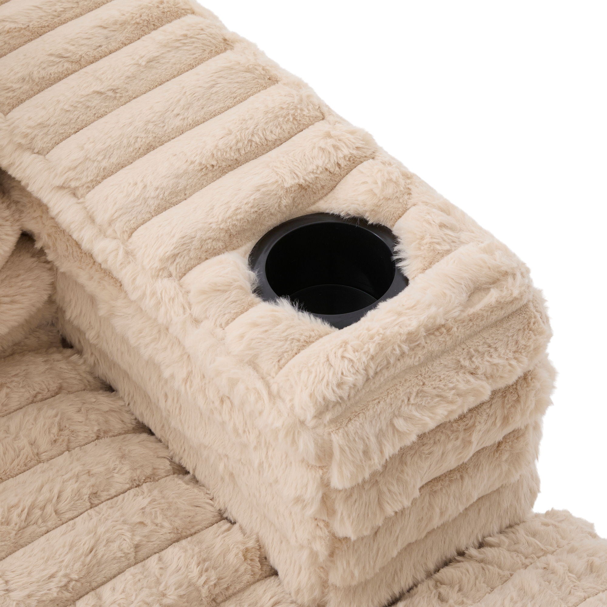 Plush Oversized Double Chaise Lounge Sofa Bed With USB Ports And Cup Holders