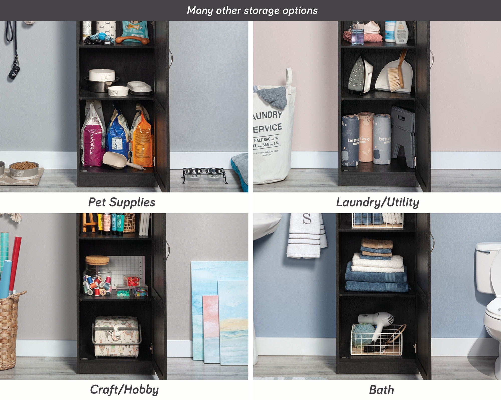 4-Shelf Storage Cabinet in Raven Oak
