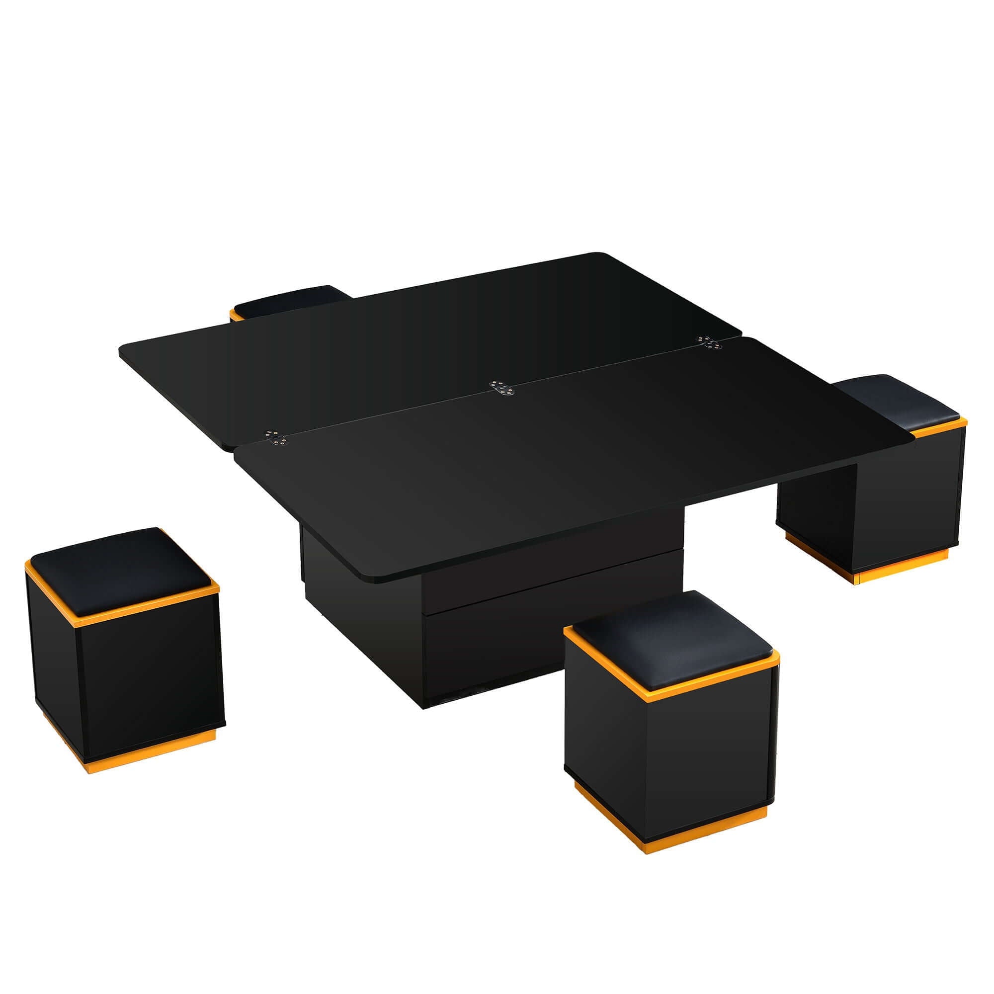 Lift Top Coffee Table With 4 Storage Stools