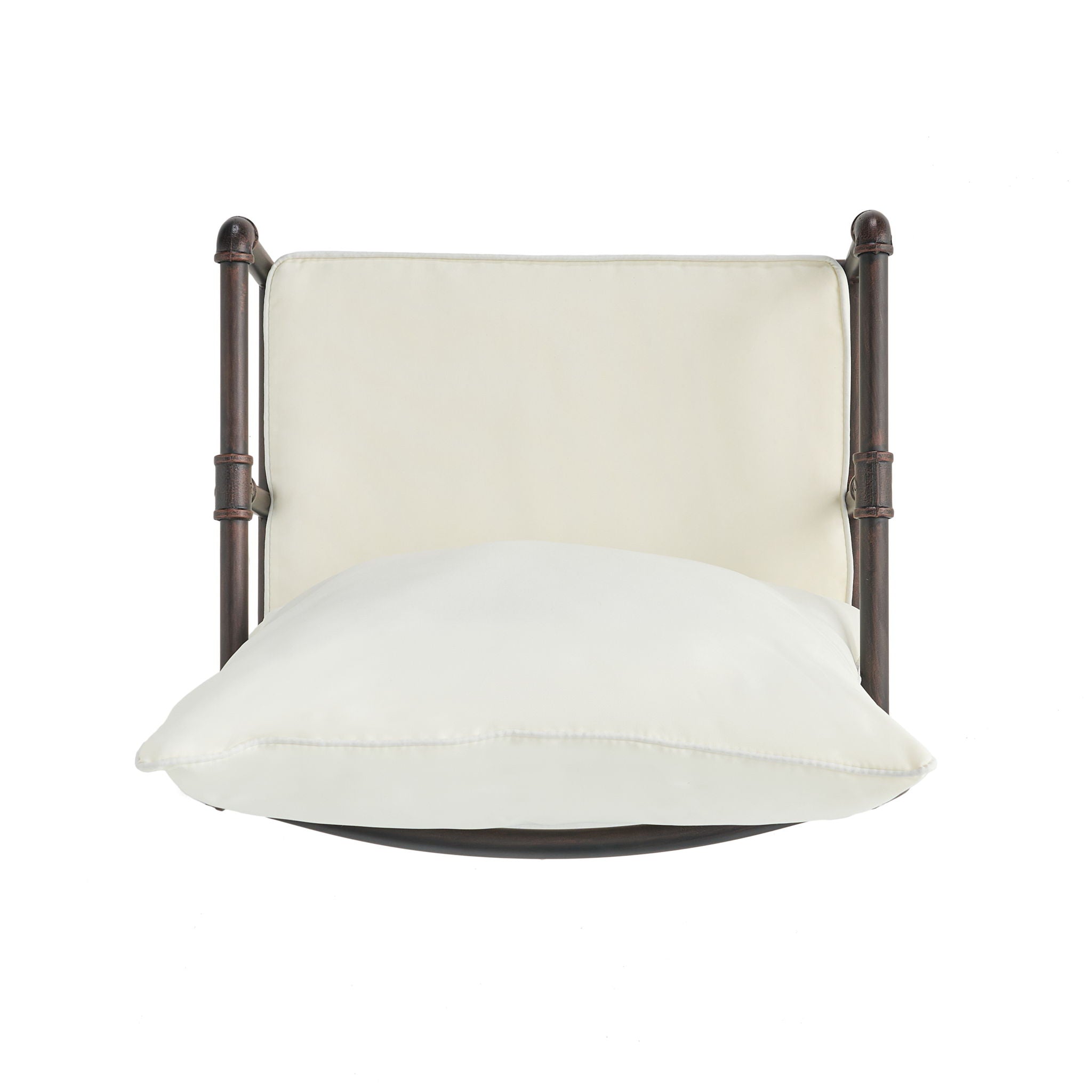 Industrial Outdoor Patio Plumber's Iron Frame Swivel Barstool With Cushions, Height Adjustable