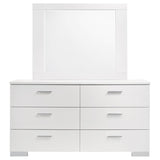 Felicity - 6-Drawer Wood Dresser With Mirror - White High Gloss