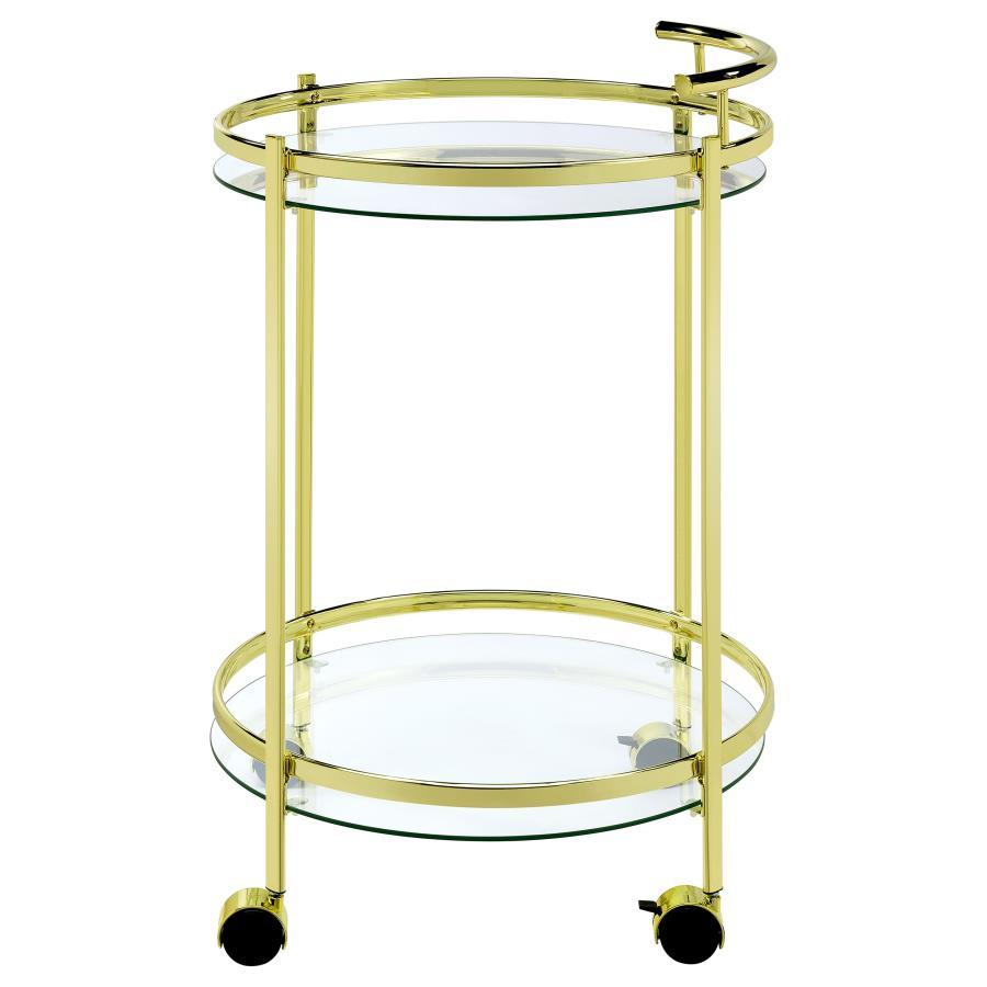 Coaster Fine Furniture Chrissy - Round Glass Shelf Metal Bar Cart | Meri Furniture
