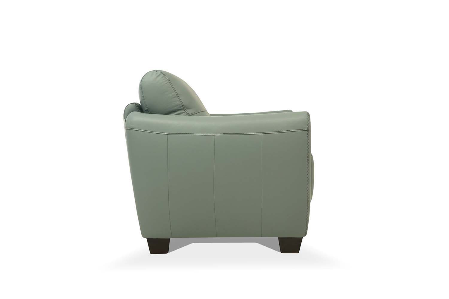 ACME The Valeria sofa set is one you’ll want to spend lots of time in. This beautiful leather sofa features same tone stitching and unique wood block legs. | Meri Furniture