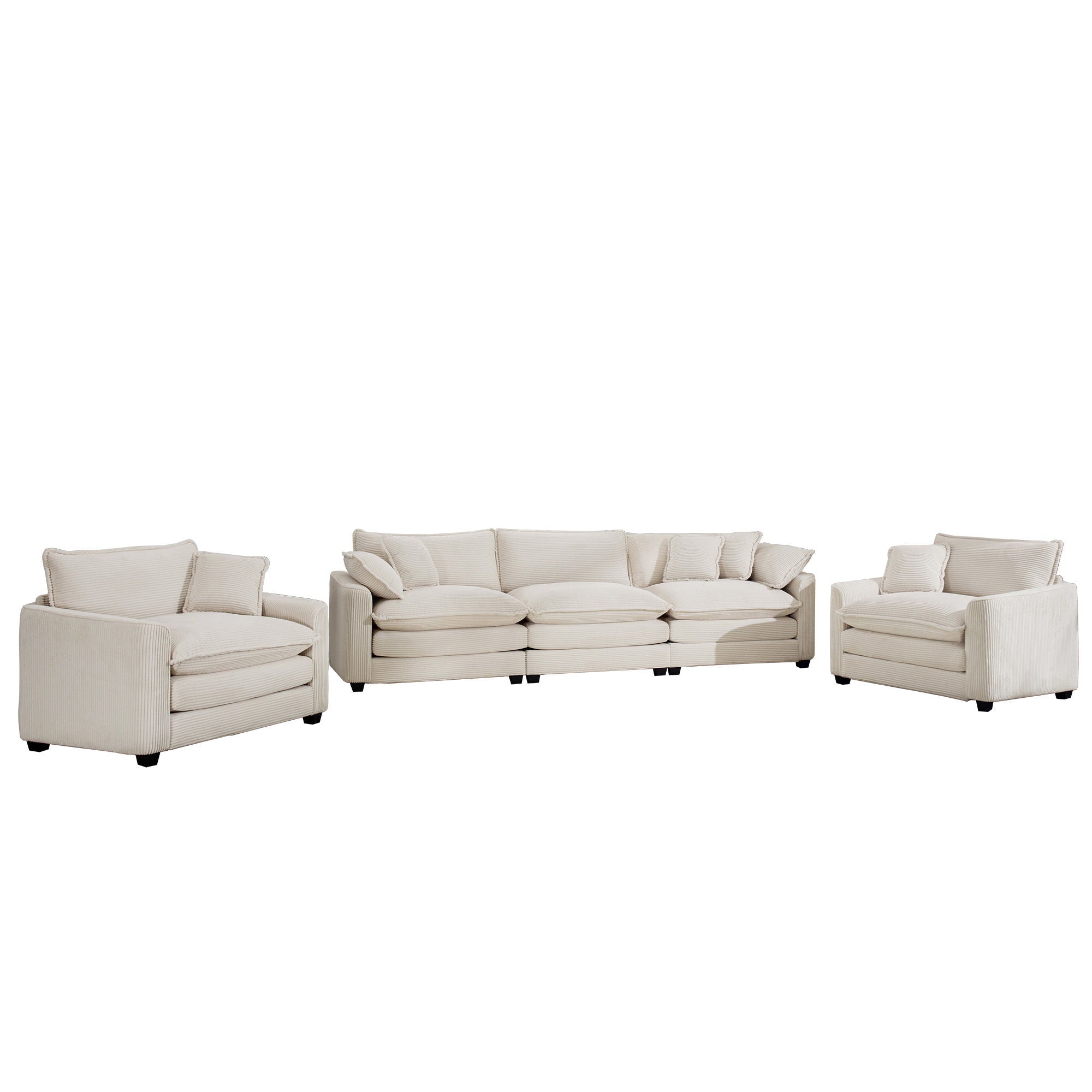 Elegant Corduroy Oversized Sectional Sofa Set With Deep Seats And Flexible Layout
