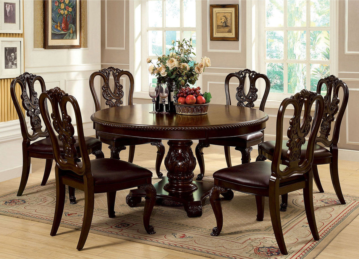 Furniture of America Bellagio - Round Dining Table - Brown Cherry | Meri Furniture