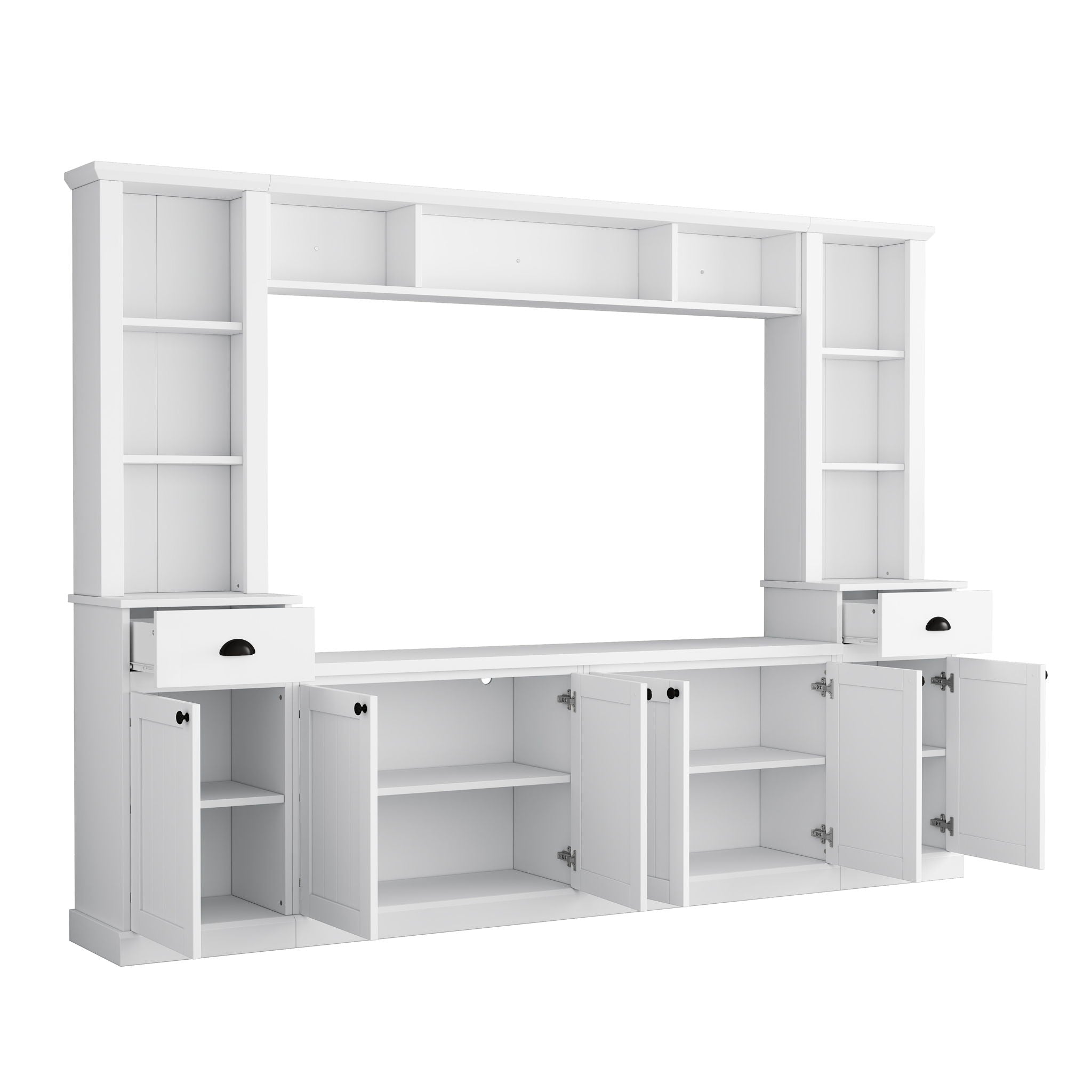 Minimalist Entertainment Wall Unit Set With Bridge For TVs Up To 75"