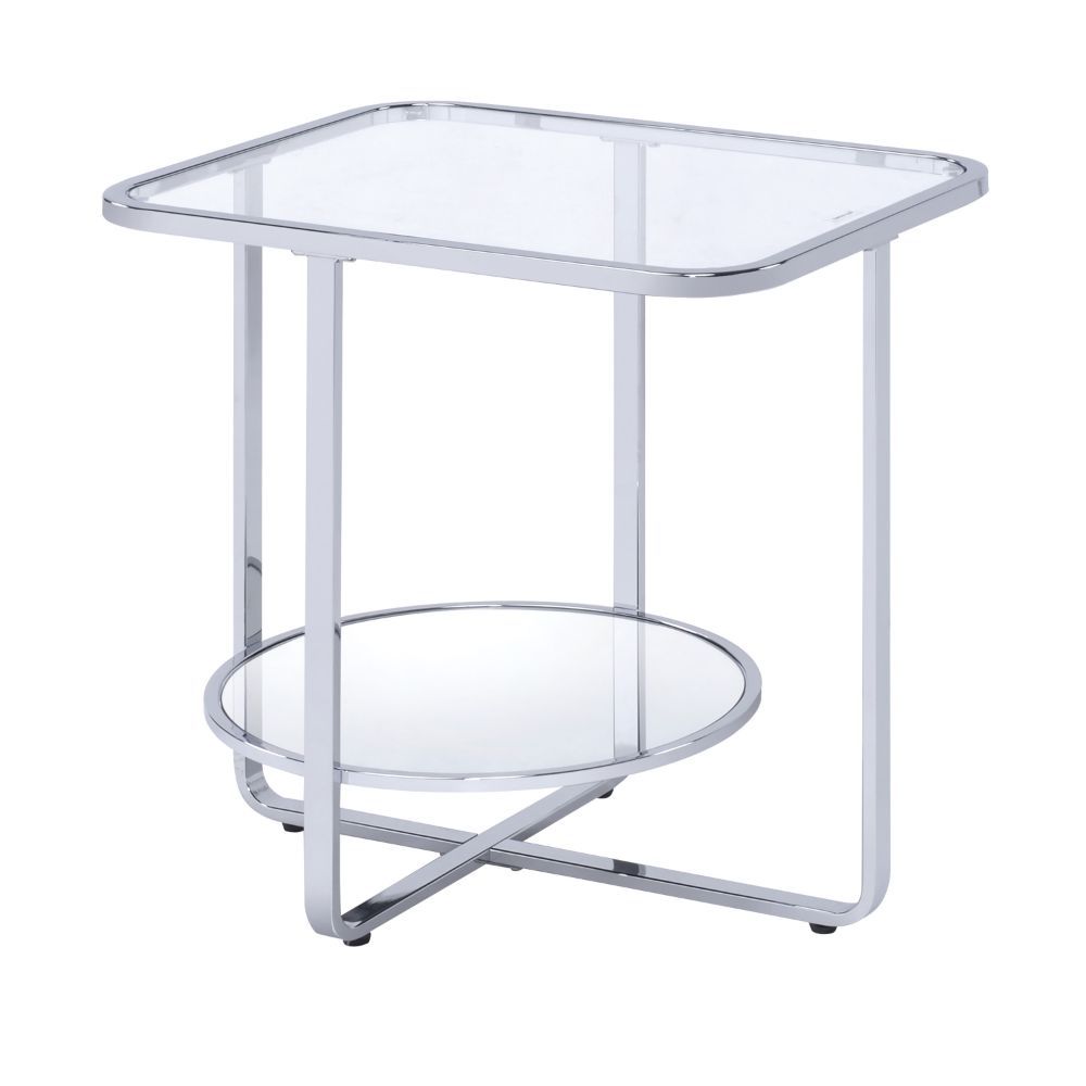 Hollo - End Table - Glass & Chrome