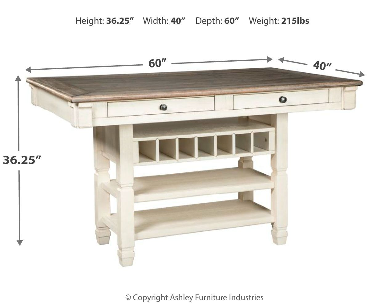 Signature Design by Ashley® Bolanburg - Beige - Rectangular Dining Room Counter Table | Meri Furniture