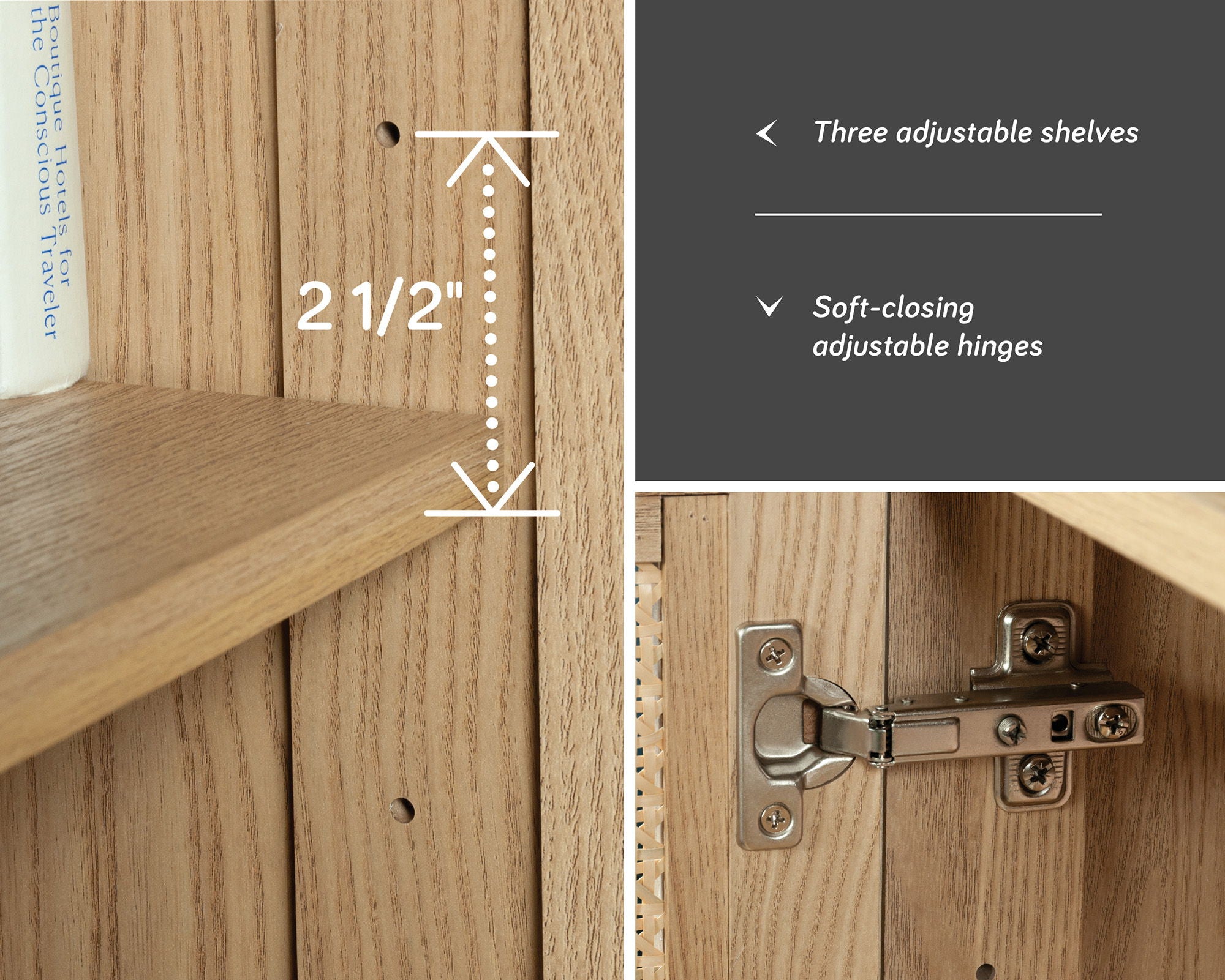 2-Door Rattan Shoe Cabinet in Harmony Ash