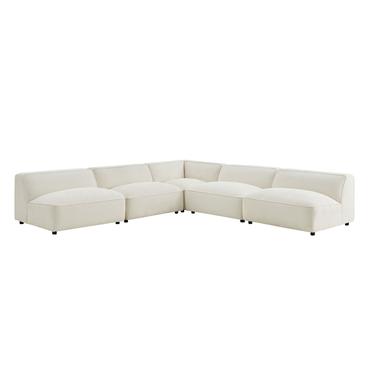 Auren 5 Piece Lattice Bouclé Upholstered Modular Corner Sectional by Modway