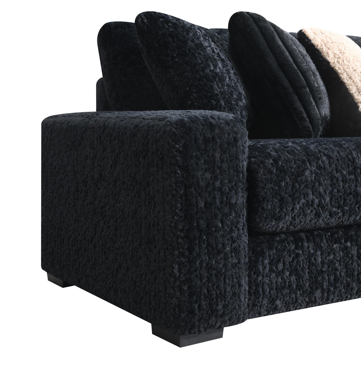 U281 - 6 Piece Setional With Right Chaise (1 LAF + 1 Wedge + 2 Armless Chair + 1 Console + 1 RAF Chaise) - Black