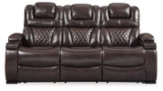 Signature Design by Ashley® Warnerton - Brown Dark - Pwr Rec Sofa With Adj Headrest | Meri Furniture