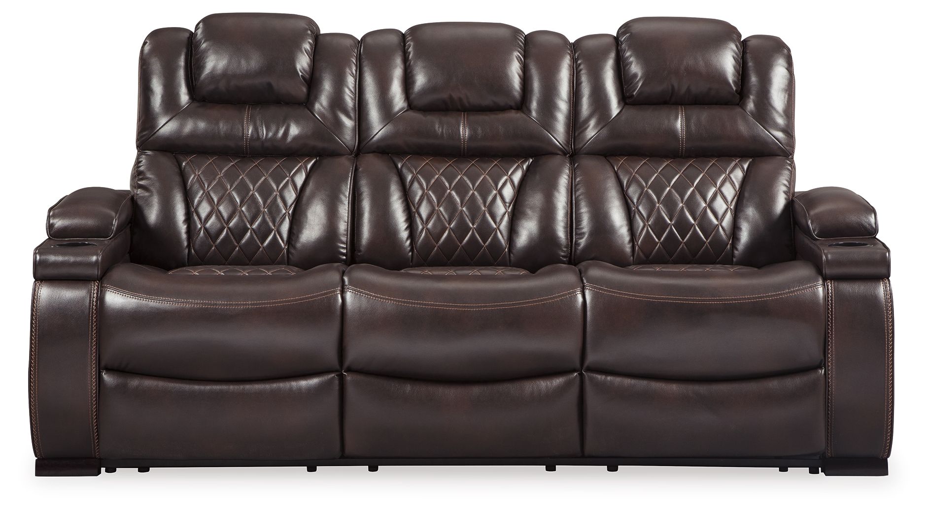 Signature Design by Ashley® Warnerton - Brown Dark - Pwr Rec Sofa With Adj Headrest | Meri Furniture